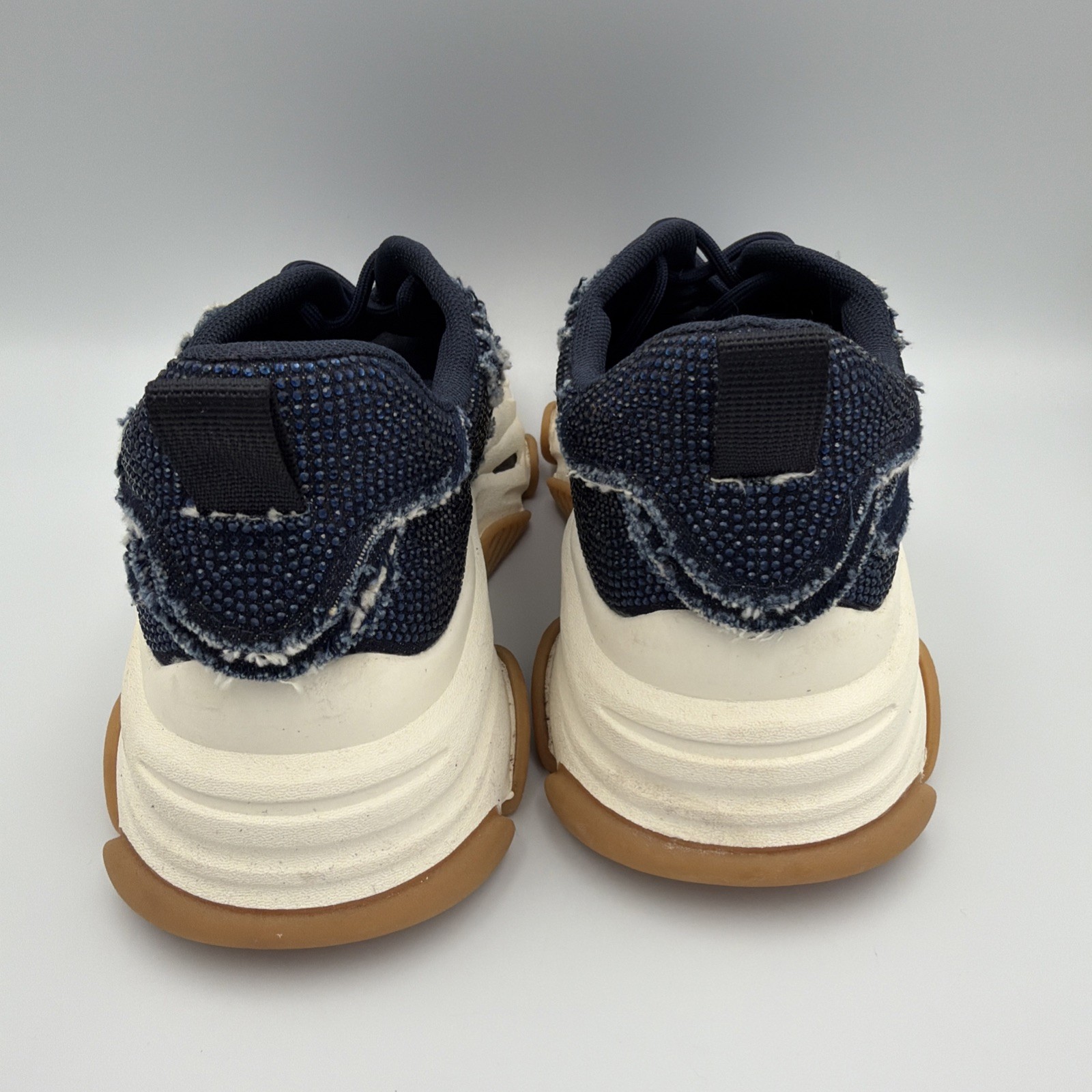 Steve Madden Designer Wmns Sz 8.5 M Permit Luxury Rhinestone Dark Blue Sneakers
