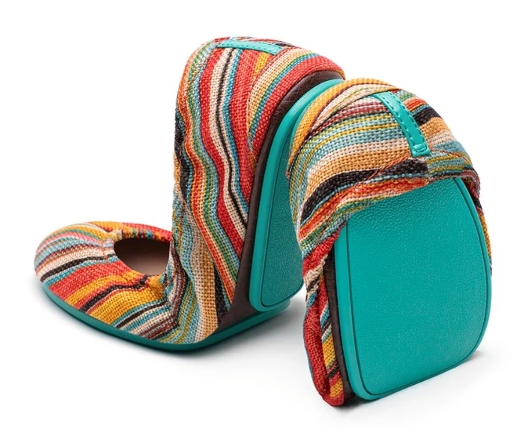 Tieks Sz 8 Vegan Ballet Flats Striped Sunset Multicolor Slip On Shoes Women’s