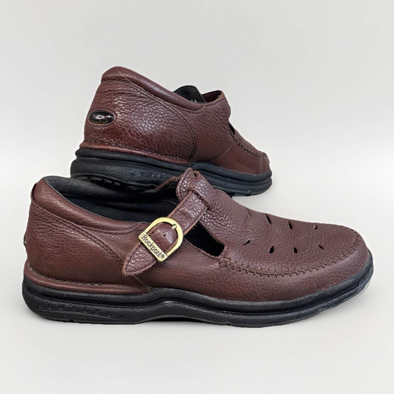 Rockport Women’s ProWalker T-Strap Mary Jane Brown Leather Walking Oxford 8.5 W