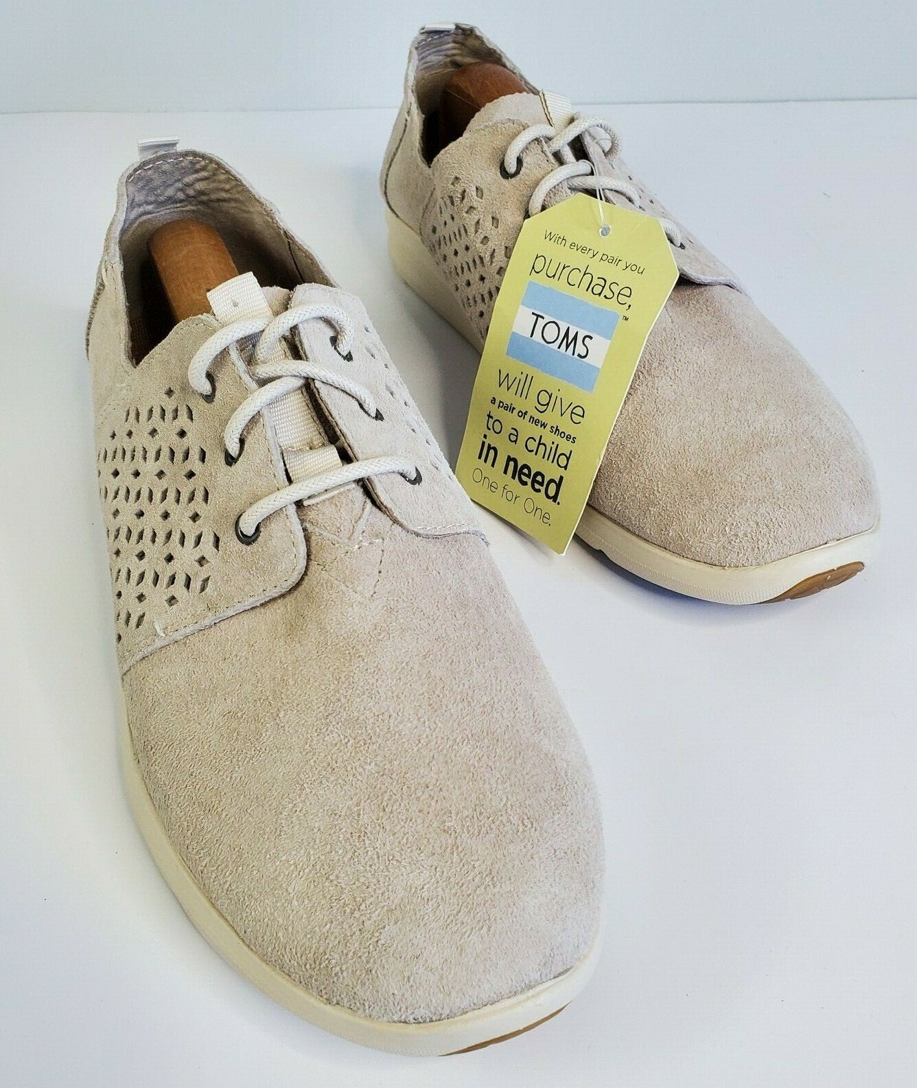 TOMS Size 11 Womens Del Rey Suede Mosaic Perforation Lace Up Sneakers Shoes NEW