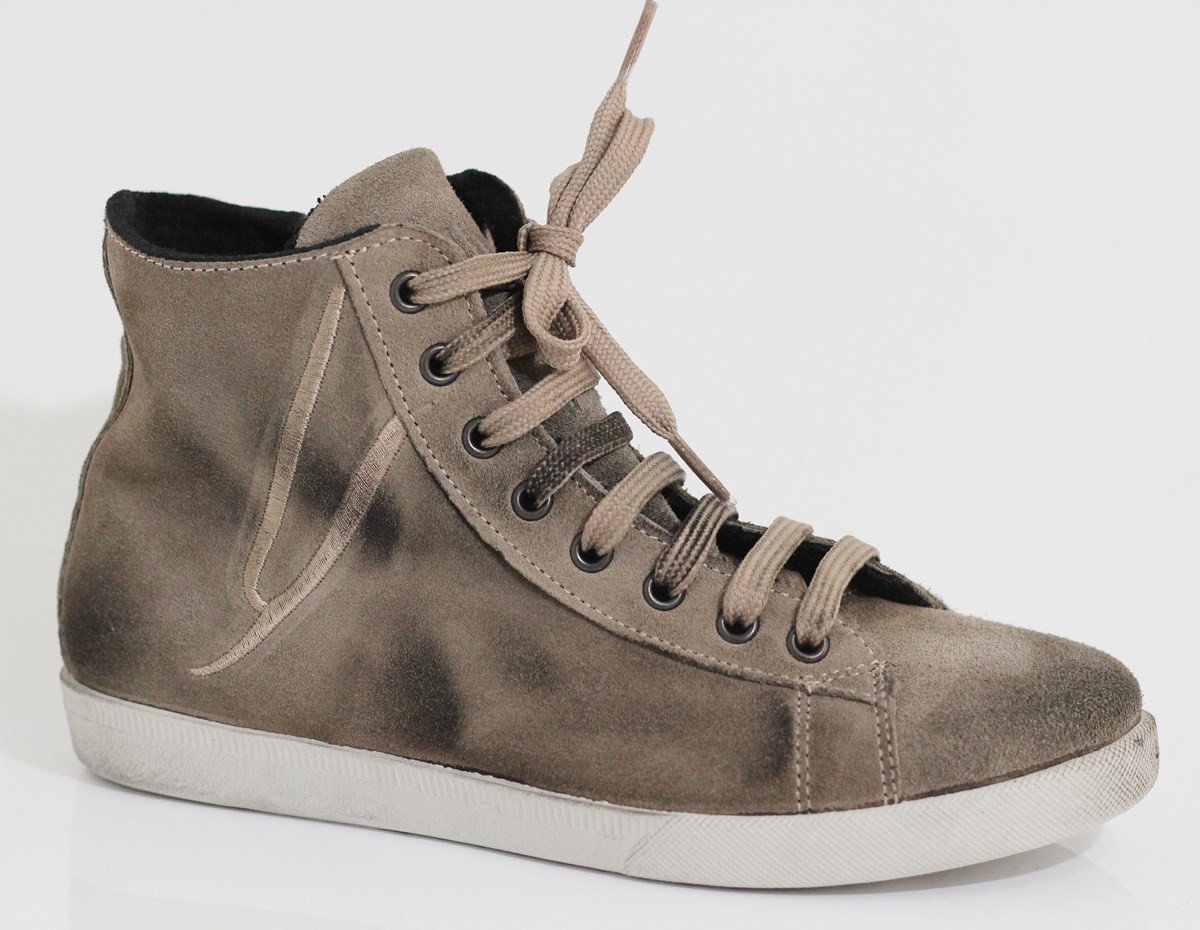 ITALY LADIES OVYE LEATHER Casual SNEAKERS Suede Shoes High Top Distressed Look