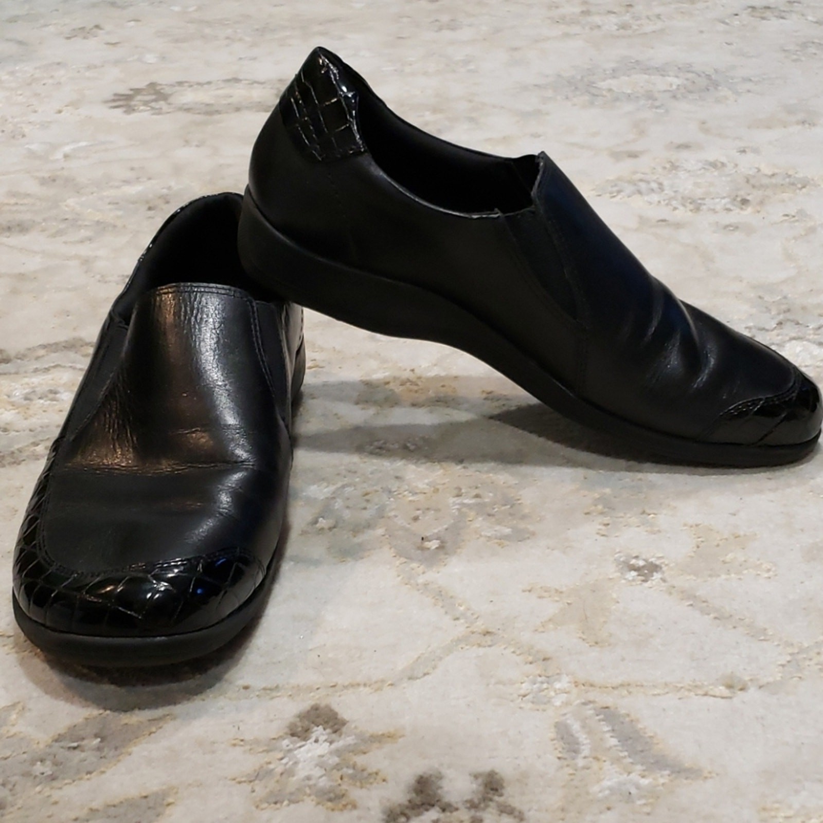 Andies Walking Cradles Black Leather Slip On Work Support Shoes Womens 10N EUC