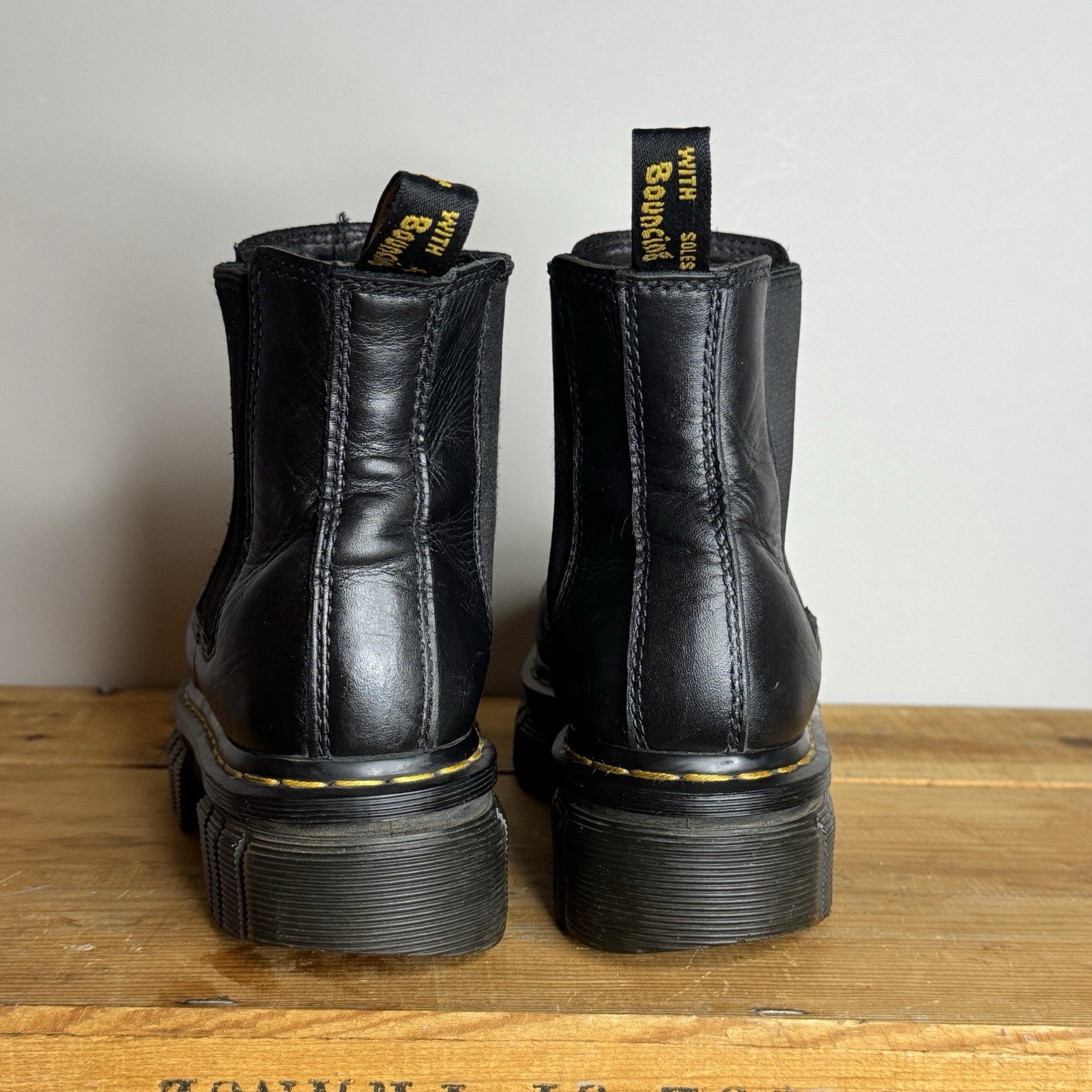 Dr. Martens Audrick Black Nappa Lux Leather Platform Chelsea Boots – Women’s 8