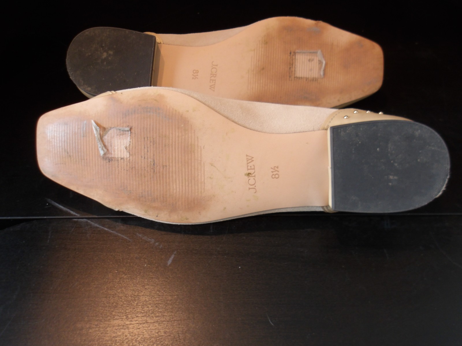 J Crew Sophie Ballet Flats 8.5 Studded Suede Italian Leather