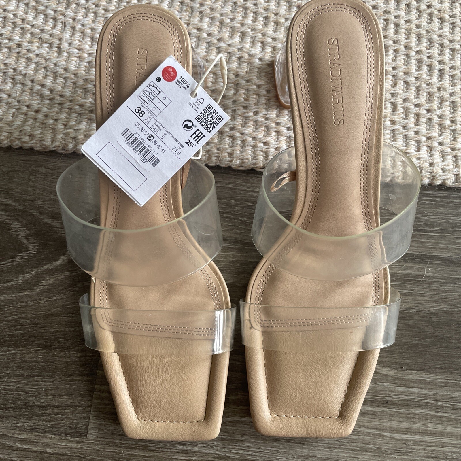 Woman Summer Sandal Size 38. US 7.5 Brand New Transparent Strap