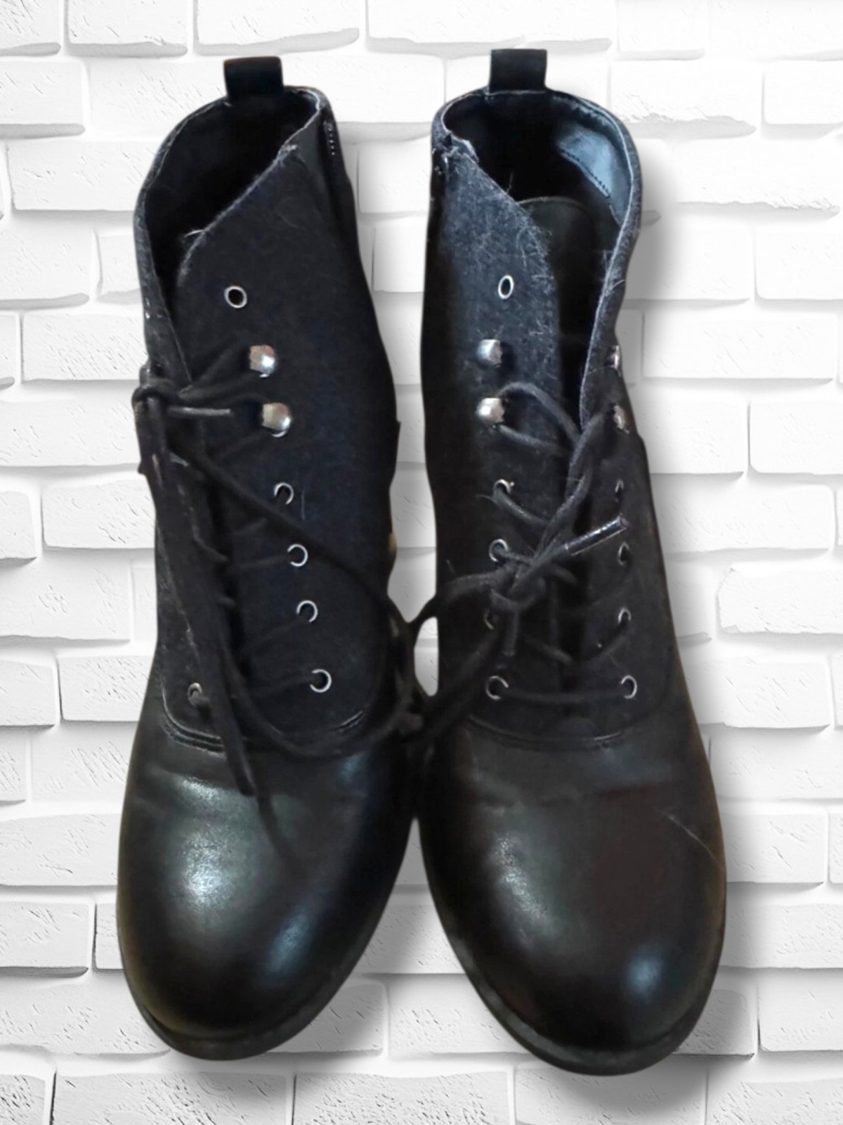 Indigo Rd Womens Ankle Booties Black Block Heels Round Toe Side Zip Lace Up 11