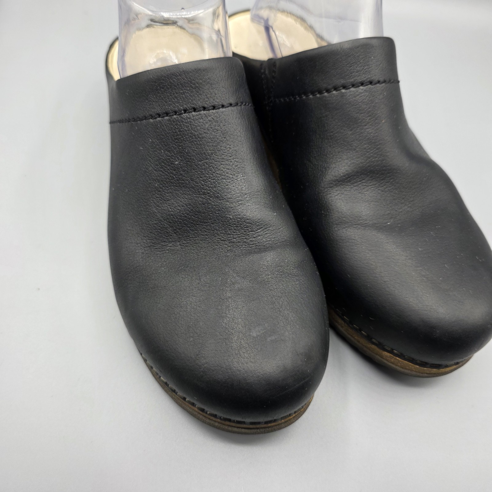 Dansko Mariella Clogs Womens 41 Black Leather Mules Slip On Comfort Shoes Cork