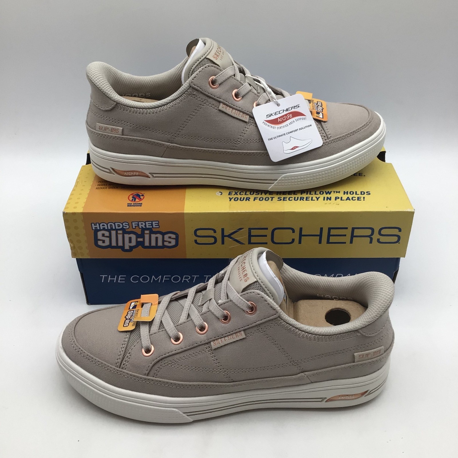 Skechers Slip-ins Arch Fit Arcade See Ya There Taupe Womens Size 8.5 NEW
