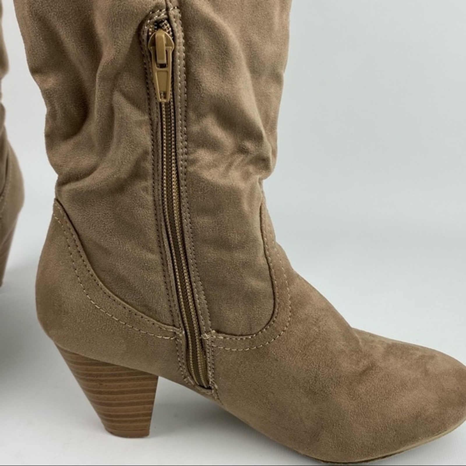 Call It Spring Heeled Boots Womens Size 7 Tan Zipper Long Boots