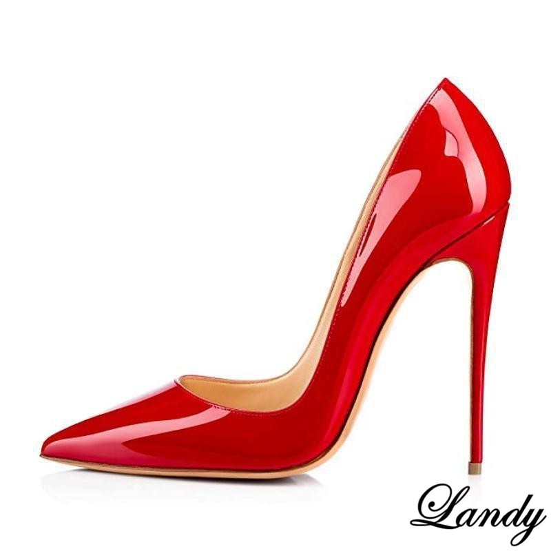 Womens High Heel Stiletto Pointed Toe Shiny Faux Leather Party Shoes Banquet Hot