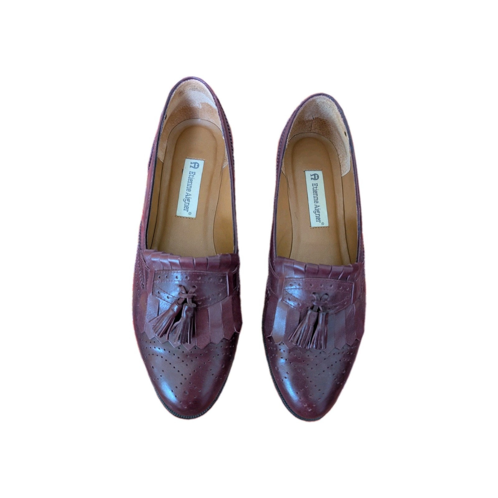 Vintage Etienne Aigner Maroon Loafers with Tassels sz 10 Preppy
