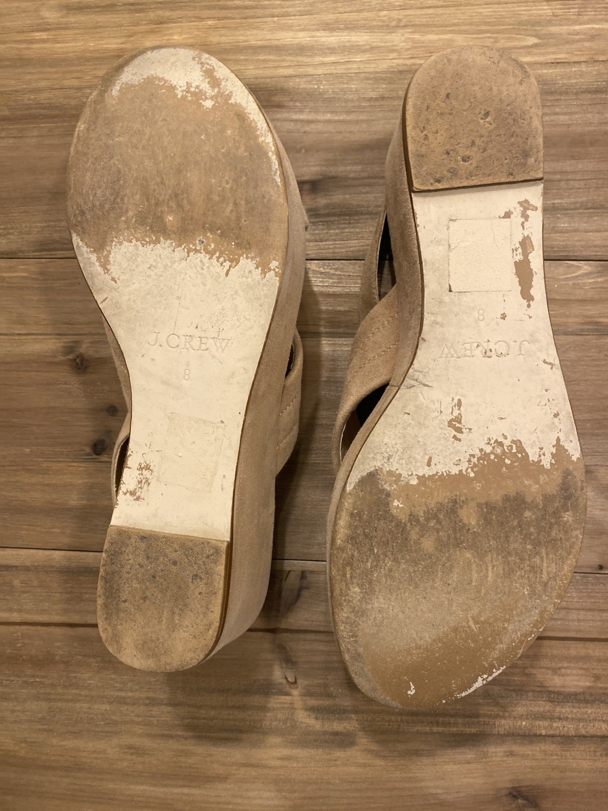 Size 8 – Women’s J. Crew Leather Platform Sandal, w/ Gold Toned Buckle Closure