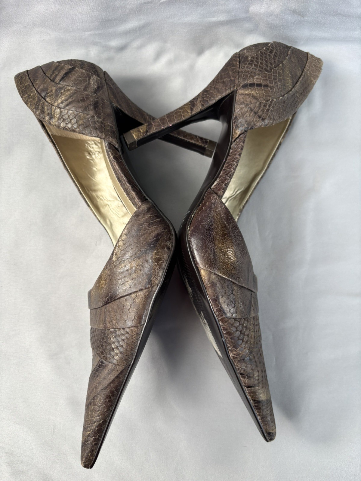 Carlos by Carlos Santana Snake Print Leather Pointed Toe Heels Women’s Size 10M