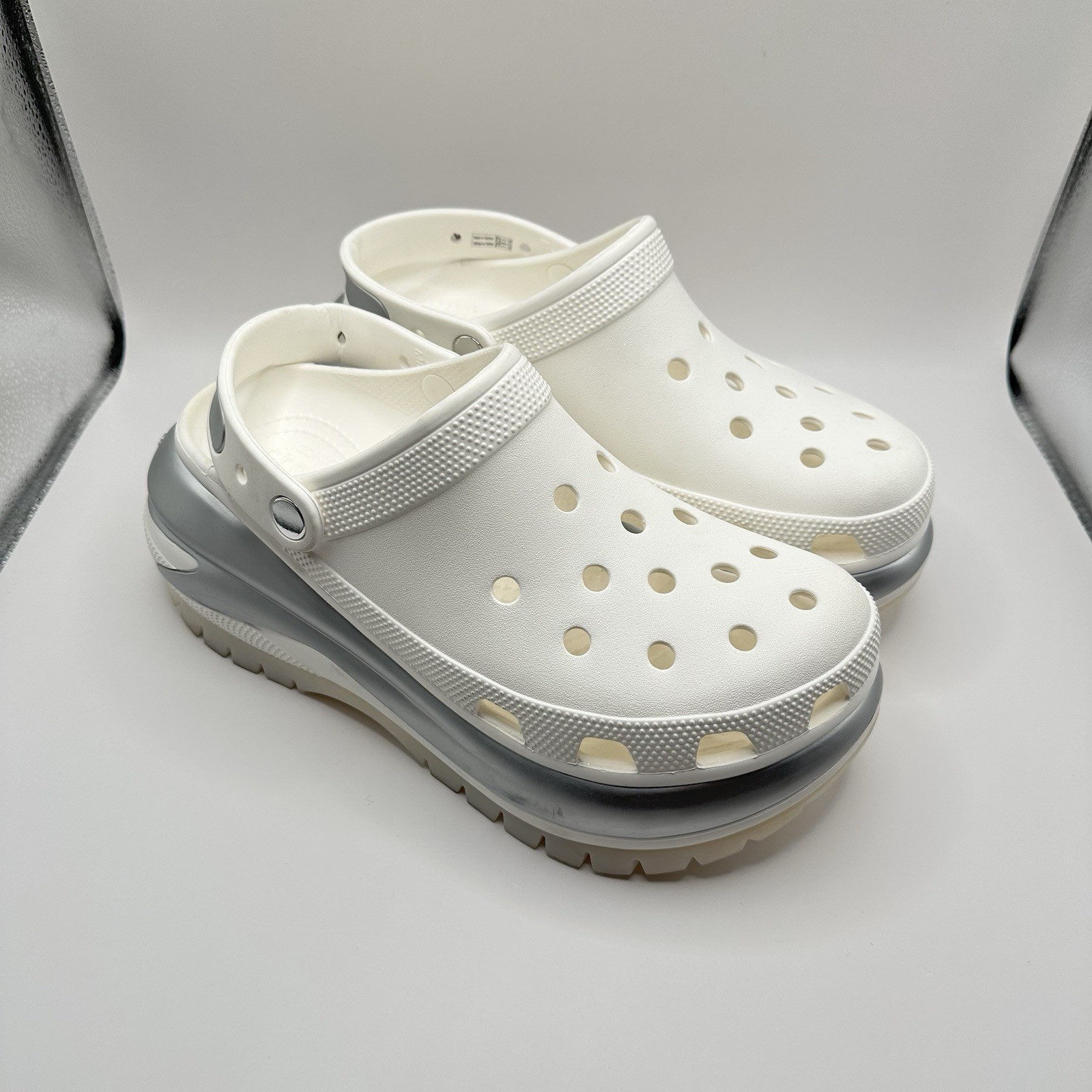 Crocs Mega Crush Metallic Clogs White Silver W10