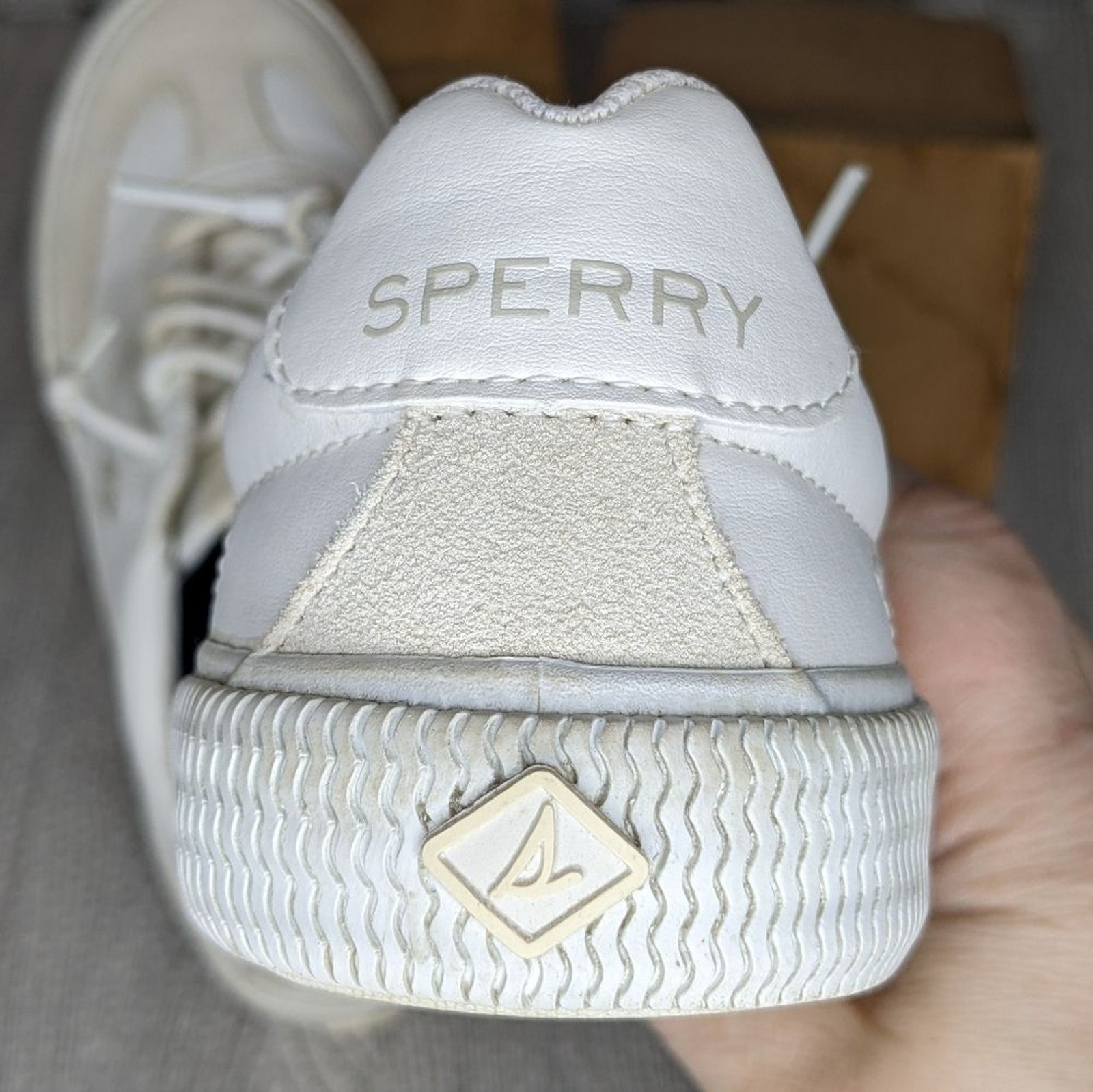 Sperry Pier Wave Top Slider White and Cream Sneakers, 6