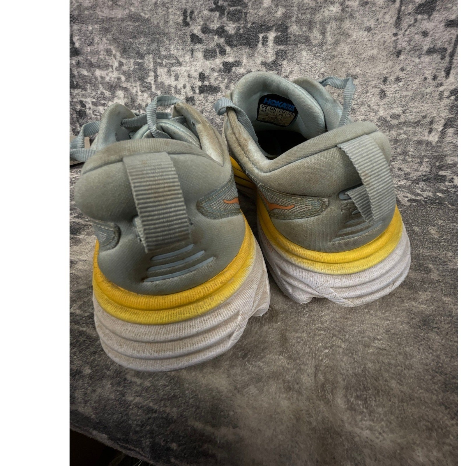 Hoka One One Womens 8 B Bondi 8 Running Shoes Summer Song Blue Yellow Gorpcore