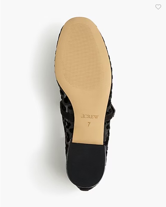 New J Crew Leopard Mesh Mary Jane Flat Black 6 6.5 7 7.5 8 8.5 9 Rubber Sole