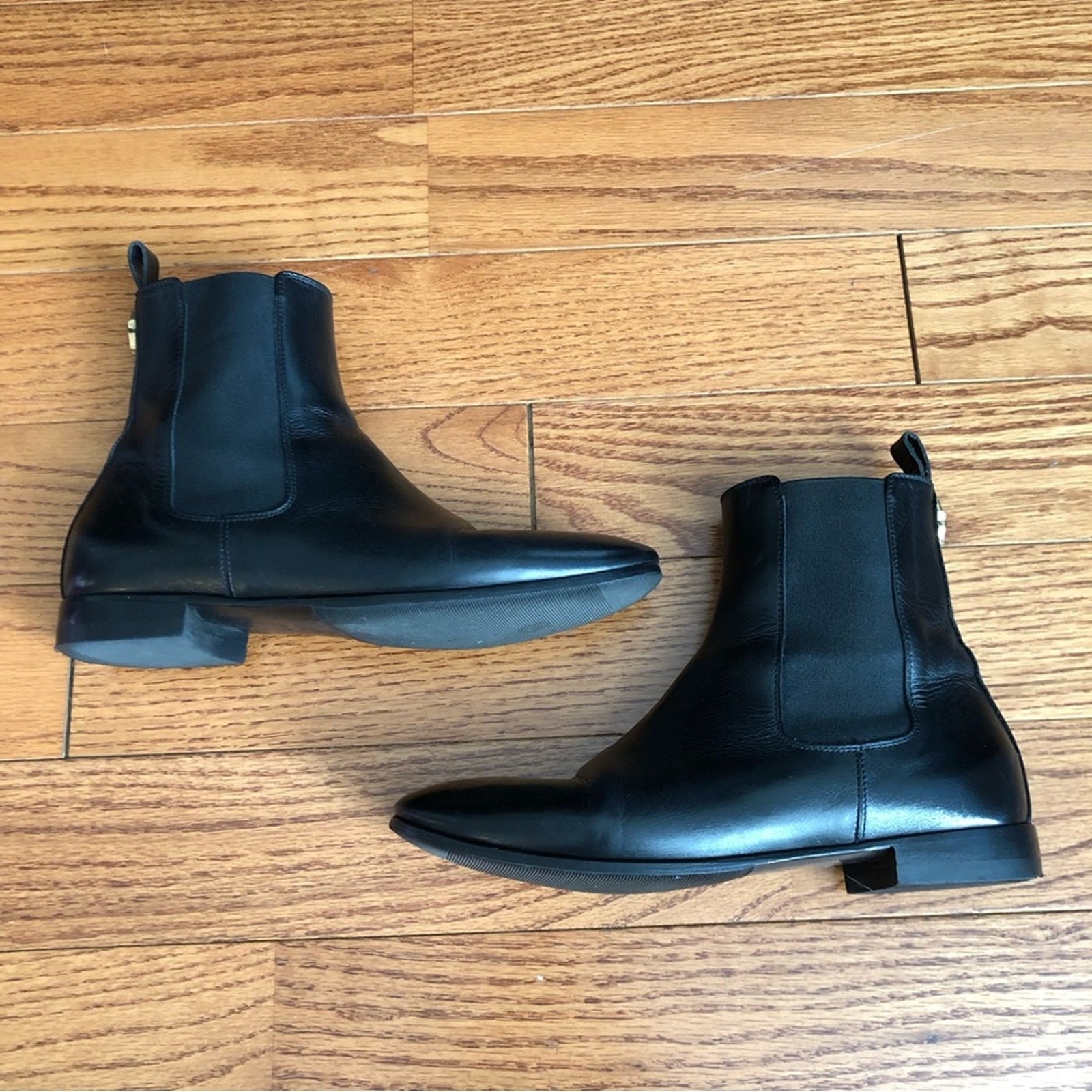 Just Cavalli 100% Calfskin Leather Black Flat Ankle Boots Women’s Sz 8 US 39 EUR