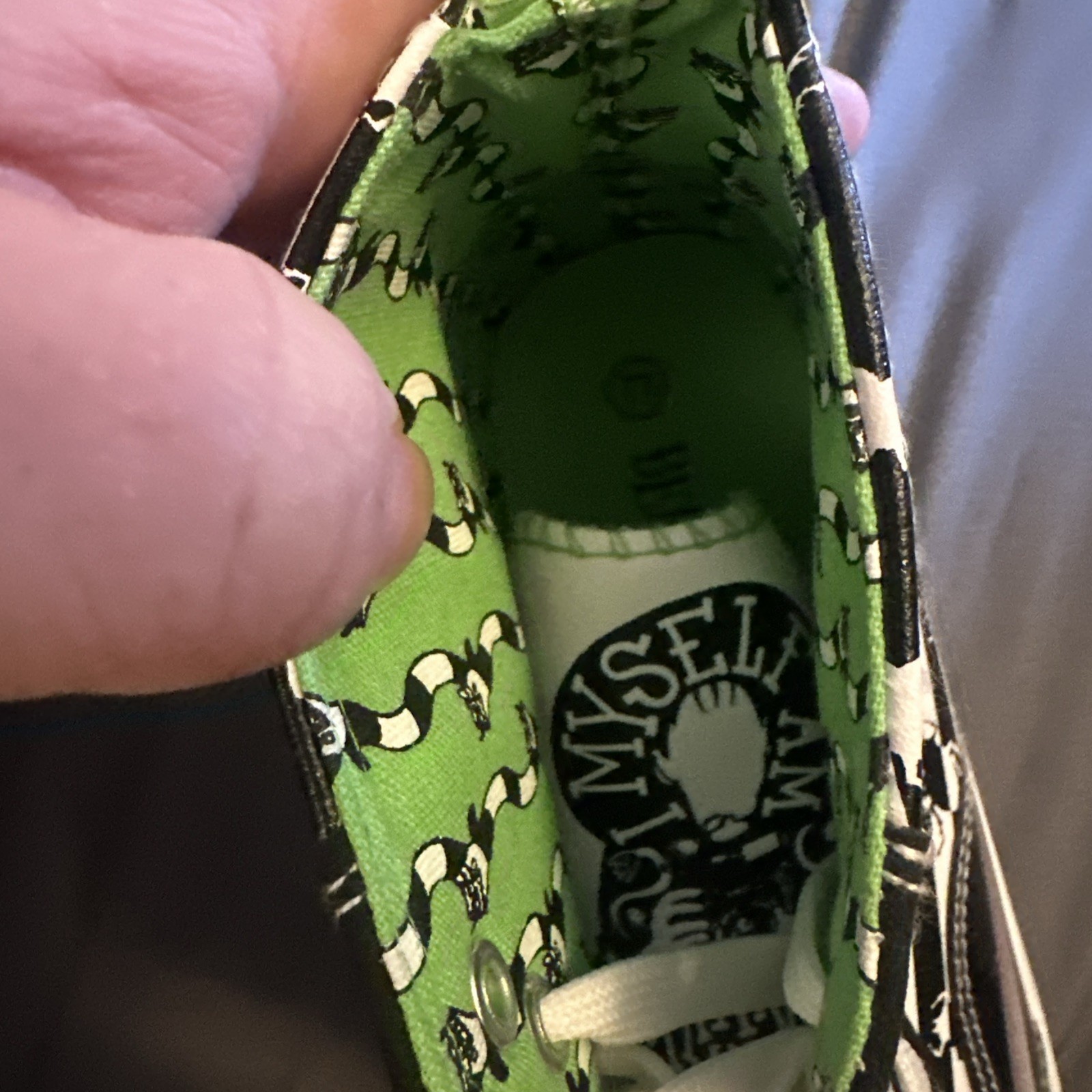 BEETLEJUICE Green Black White Striped High Top Sneaker Shoe Women’s 7.5 NWT