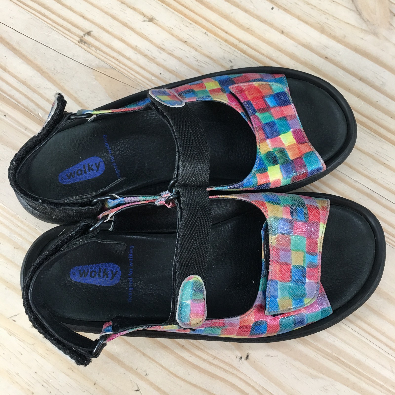 Wolky Sandals Womens 37 Jewel Orthopedic Platform Hook Loop Comfort Multicolor