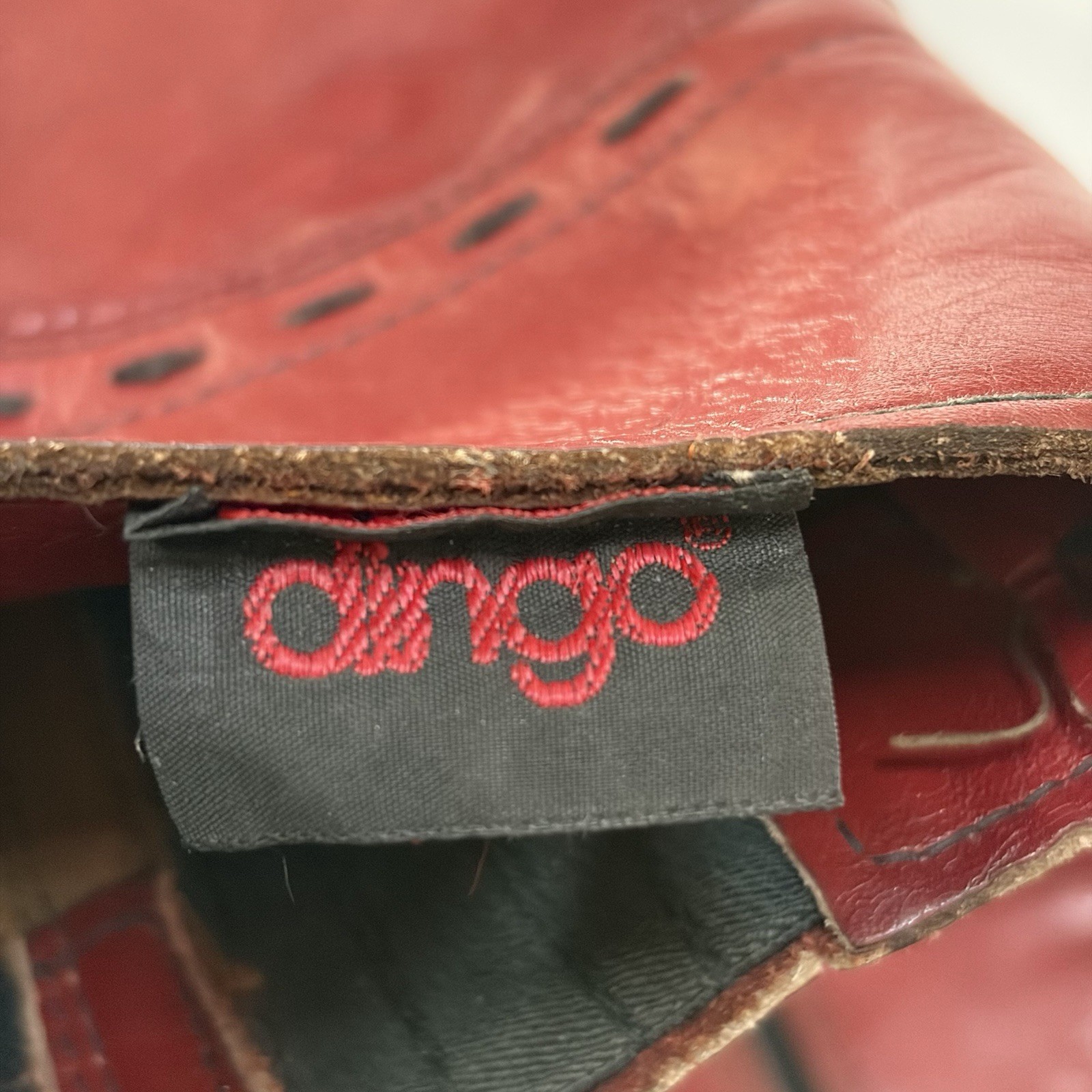 Dingo Campus Women’s Red Leather Knee High Chunky Stack Boots Zip Round Toe 8.5
