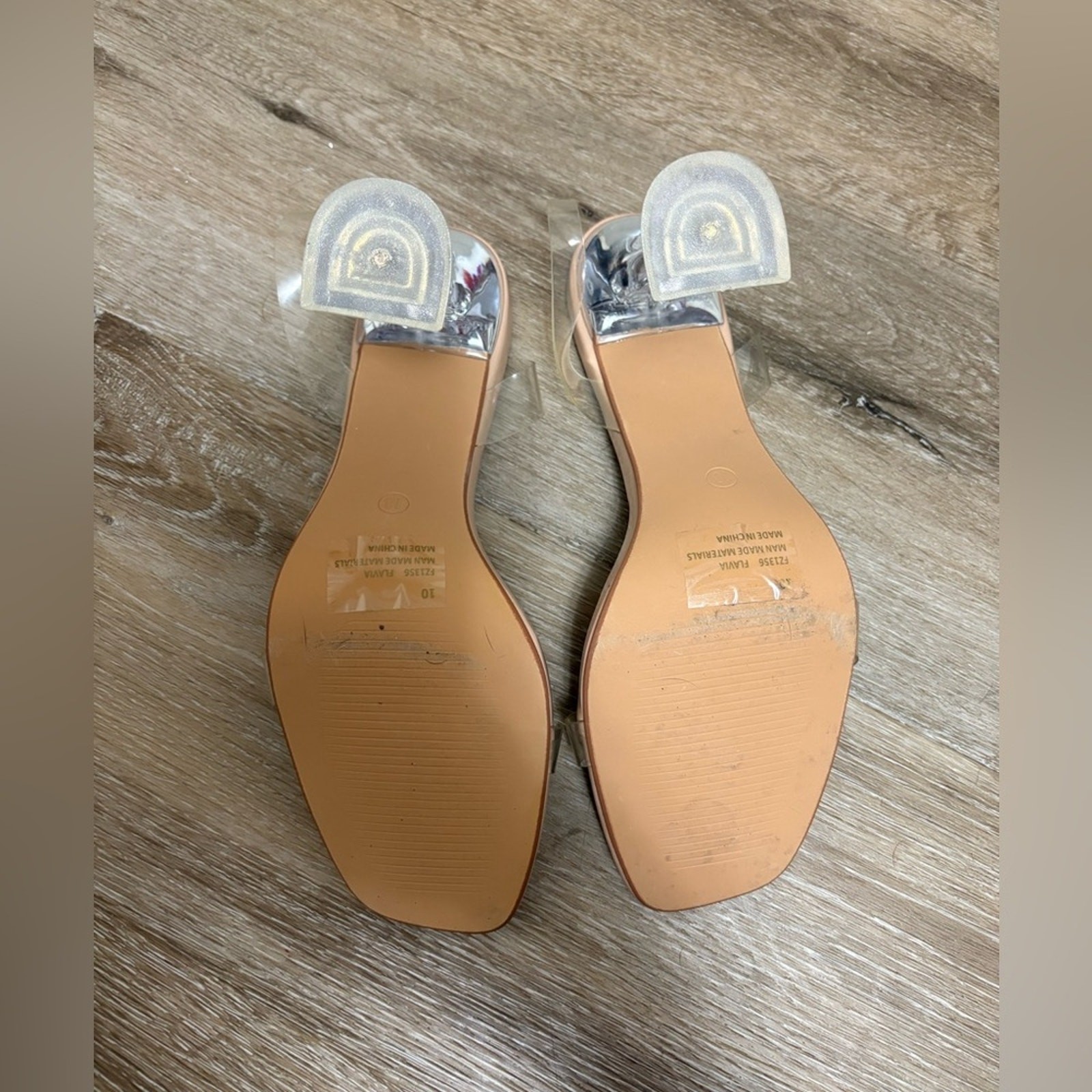 Lemonade Nude Clear Strap Heels Square Toe Clear Heel Size 10
