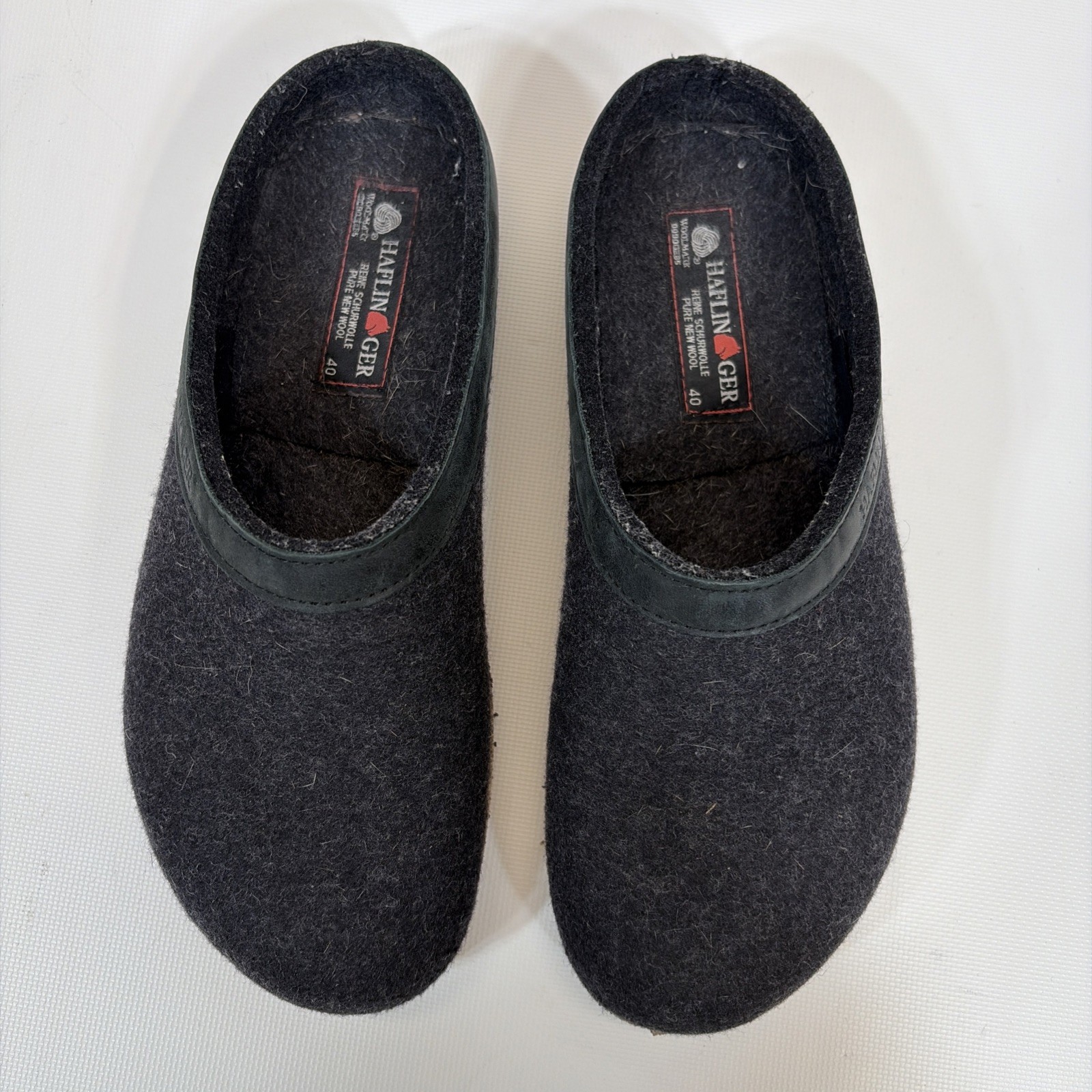 Haflinger Classic Grizzly Slipper Clogs Wool Black Women’s Size 40 US 9