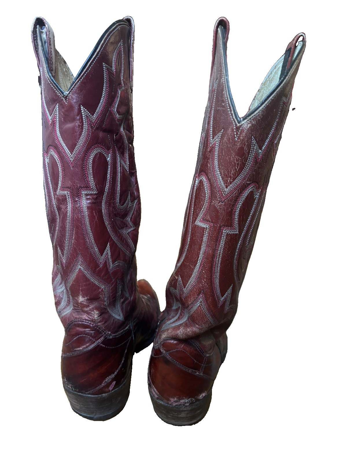 Vintage Tony Lama Eel Skin Western Boots Mens 11 D Red Burgundy Cowboy