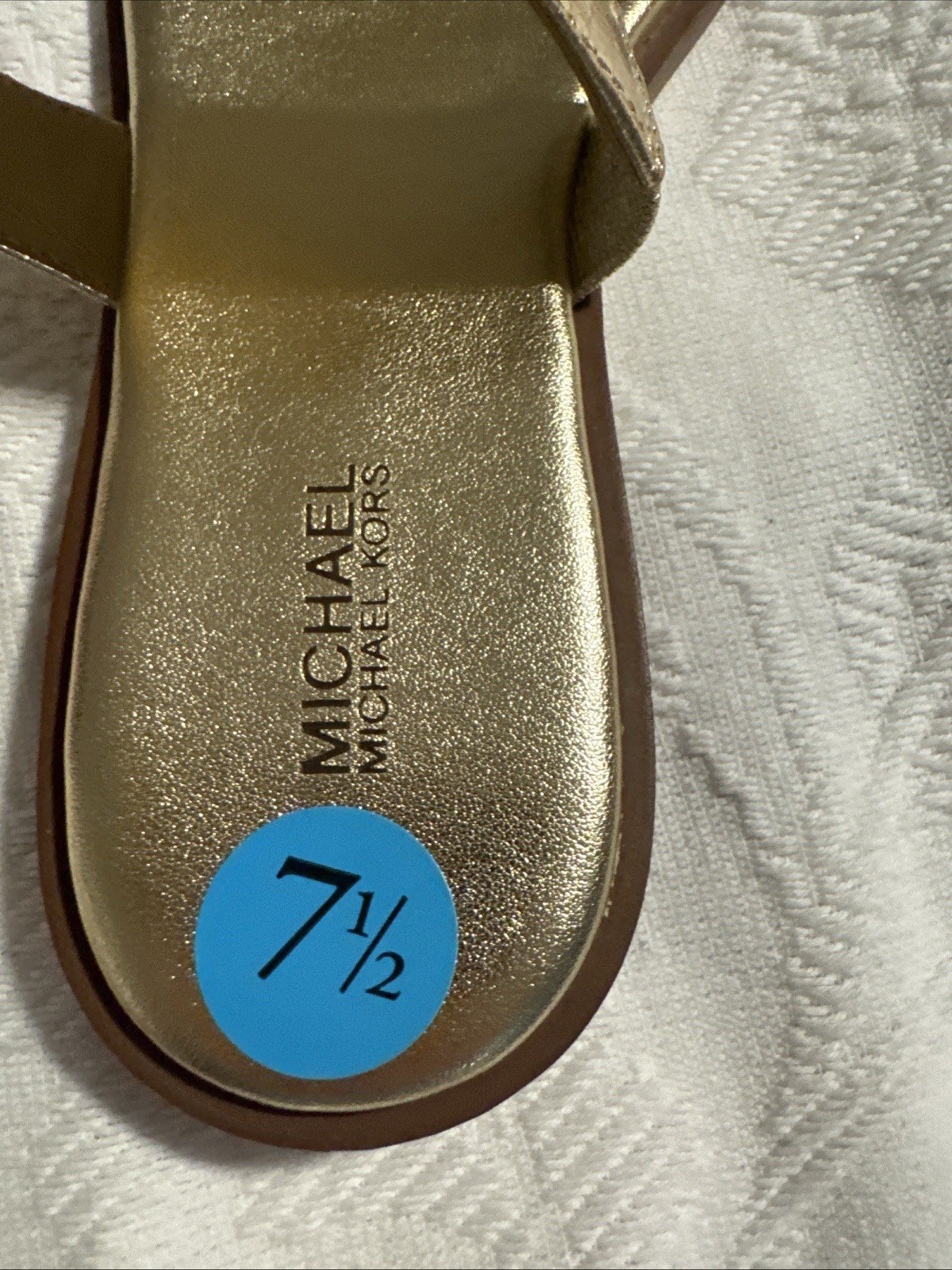 NEW Michael Kors Women Man Made Gold Tone Slip On Flat Sandal, Sz. 7.5M; 9 M