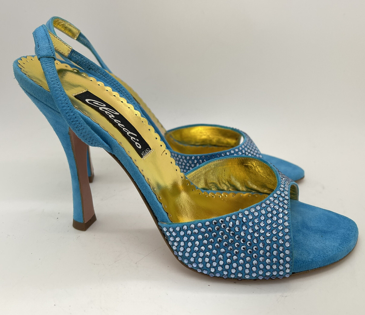 Francesco Sacco Womens Blue Shoes Suede Crystal Size 37 Italy Retail $420