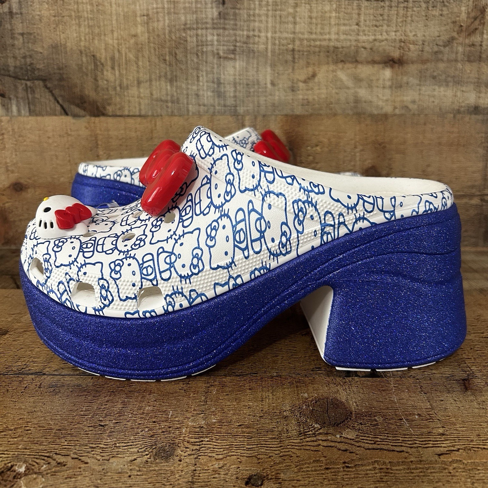 Crocs Hello Kitty Siren Clog Women’s Size 11 Platform Heels 209451-100 NEW