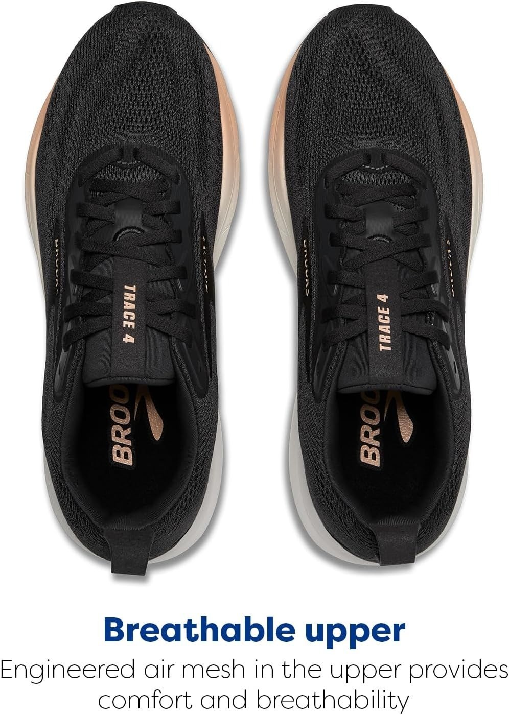 Brooks Women’s Trace 4 Neutral Running Shoe, Color: Ebony/Black/Almond, Medium