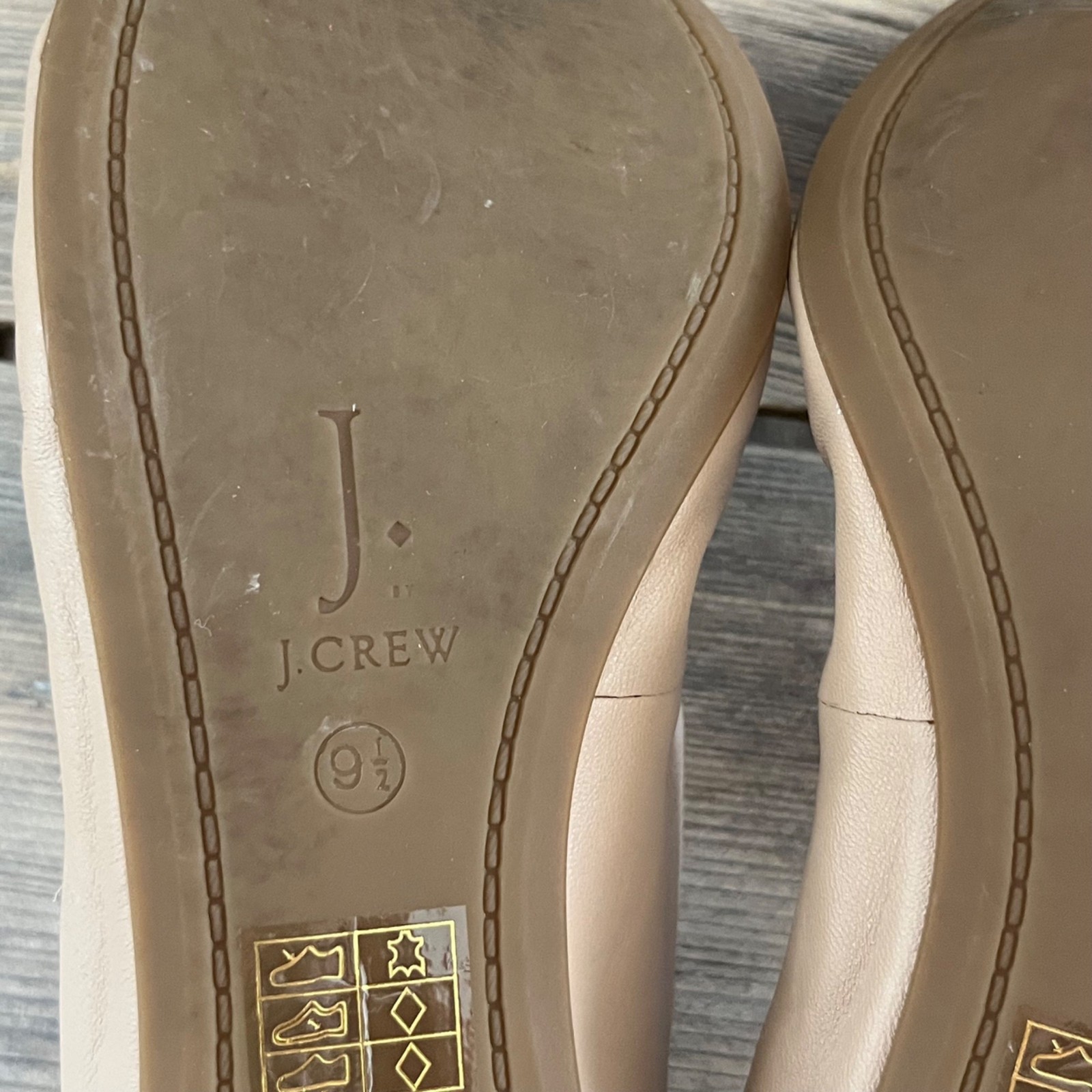 J.Crew Cece Ballet Flats Womens 9.5 Beige 100% Leather Minimalist Preppy