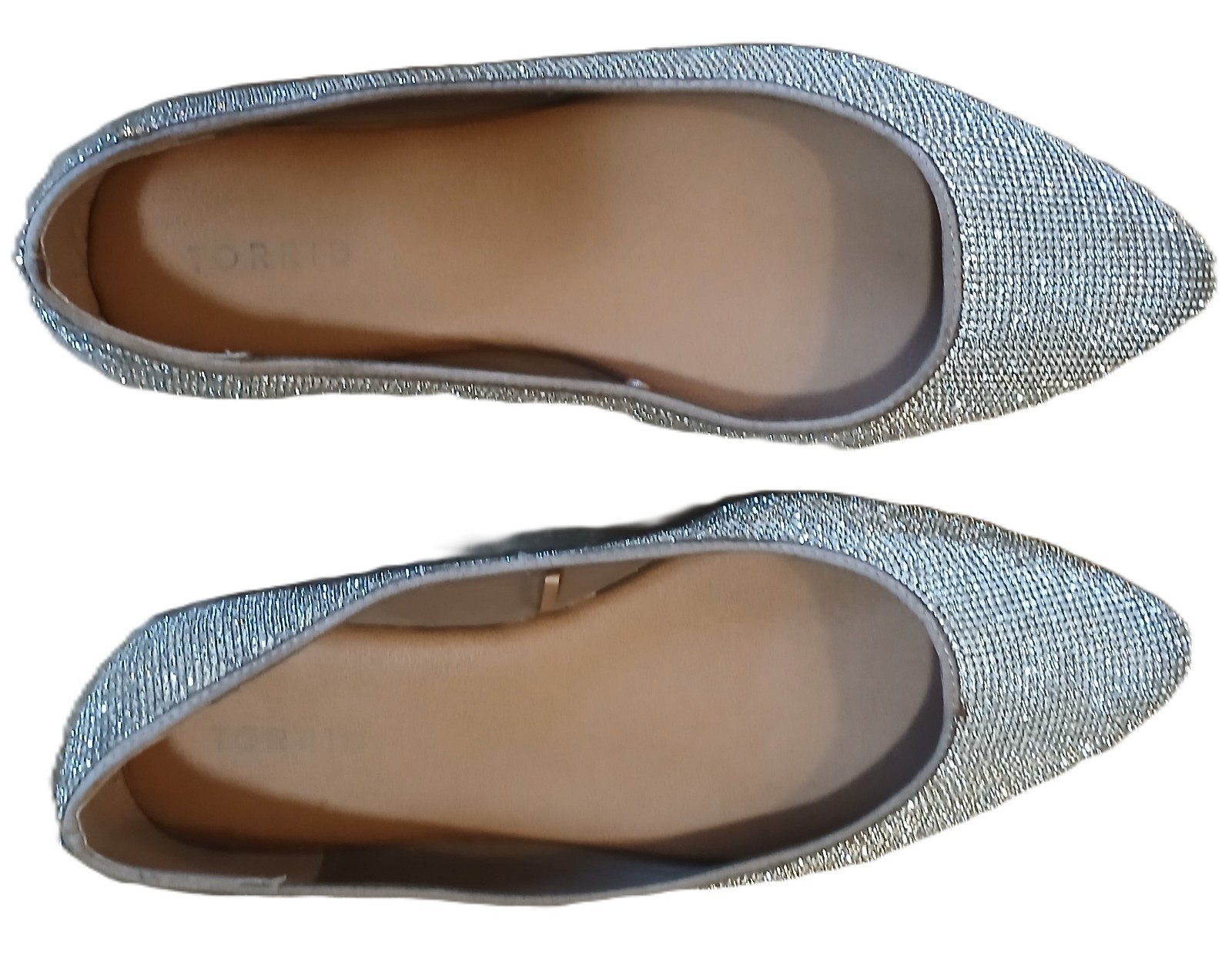 Torrid Silver Rhinestone Pointed-Toe Flats – Sparkly Dress Shoes
