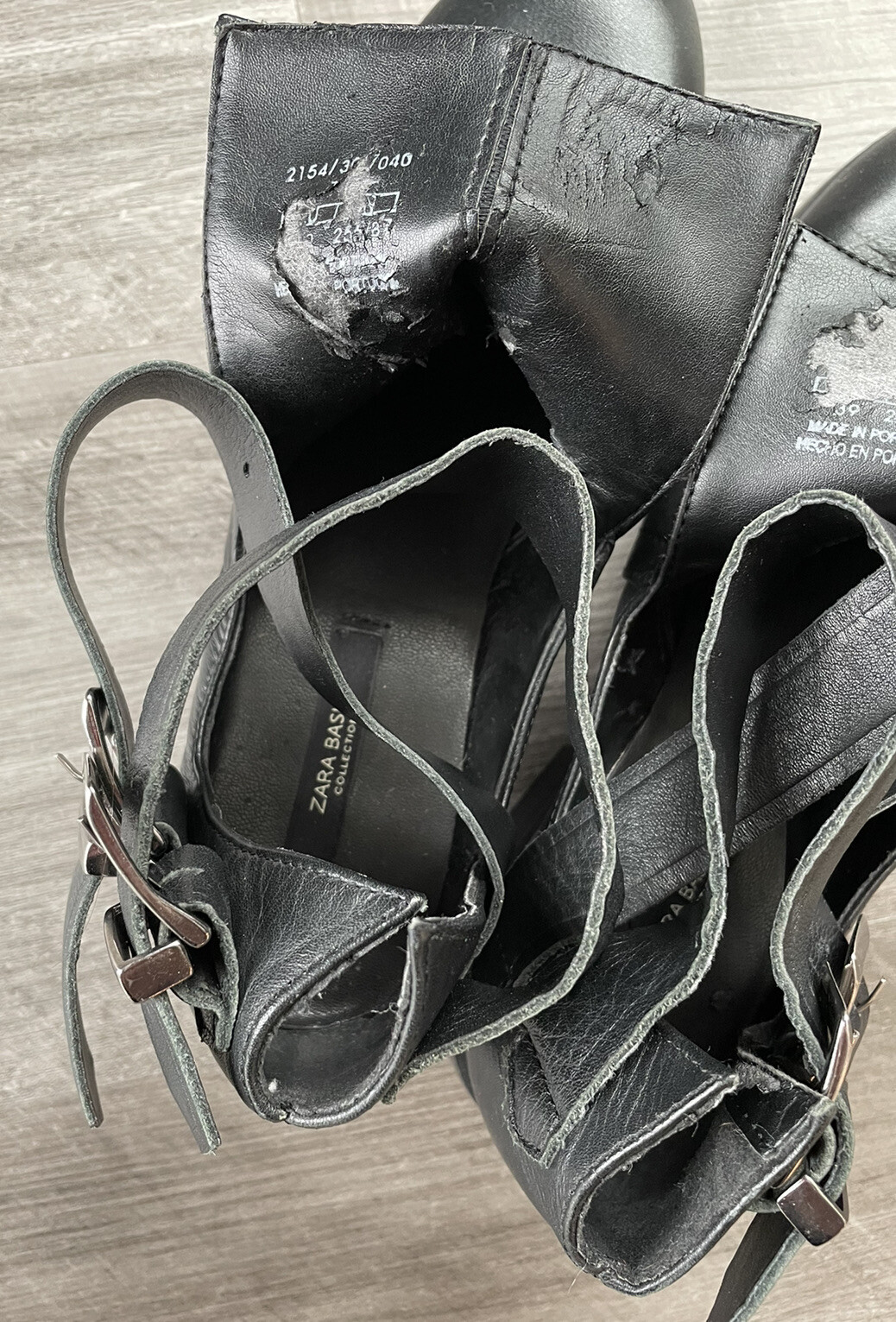 ZARA Leather Ankle Boots Buckles Booties Size 39 or US 8 See Description