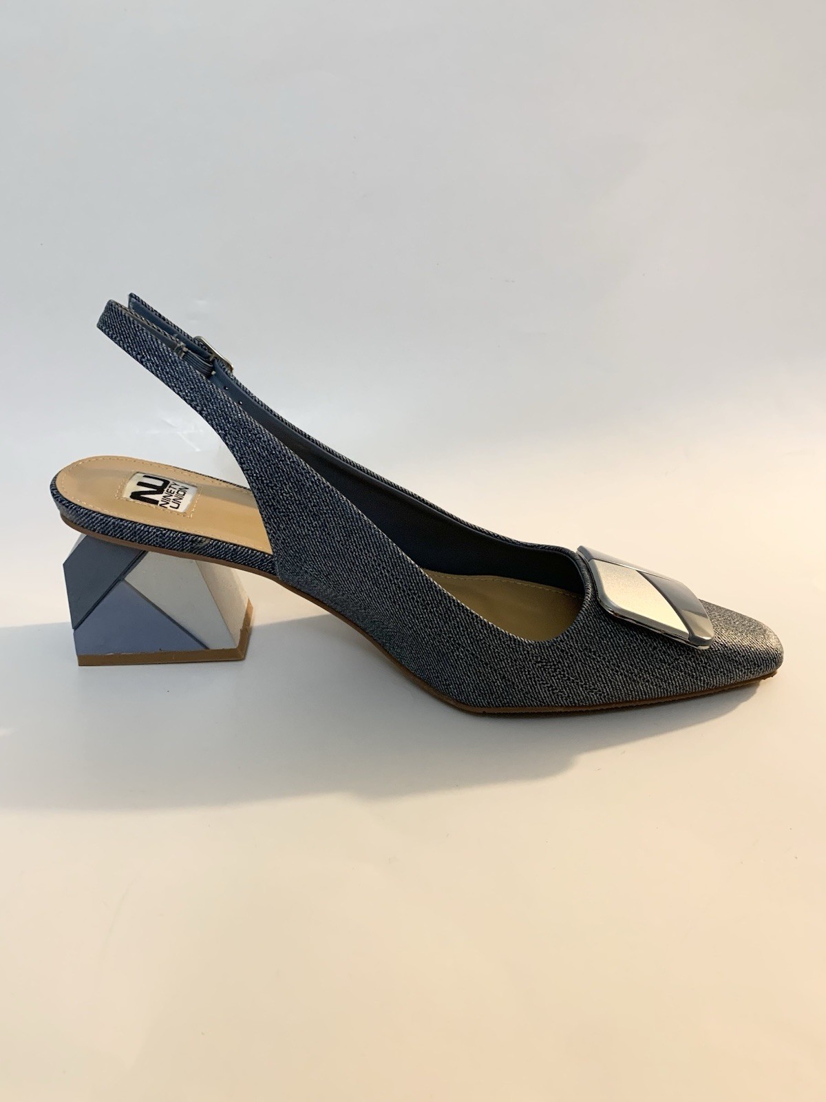 Ninety Union Sally Slingback Block Heel in Denim Blue (Size 10)