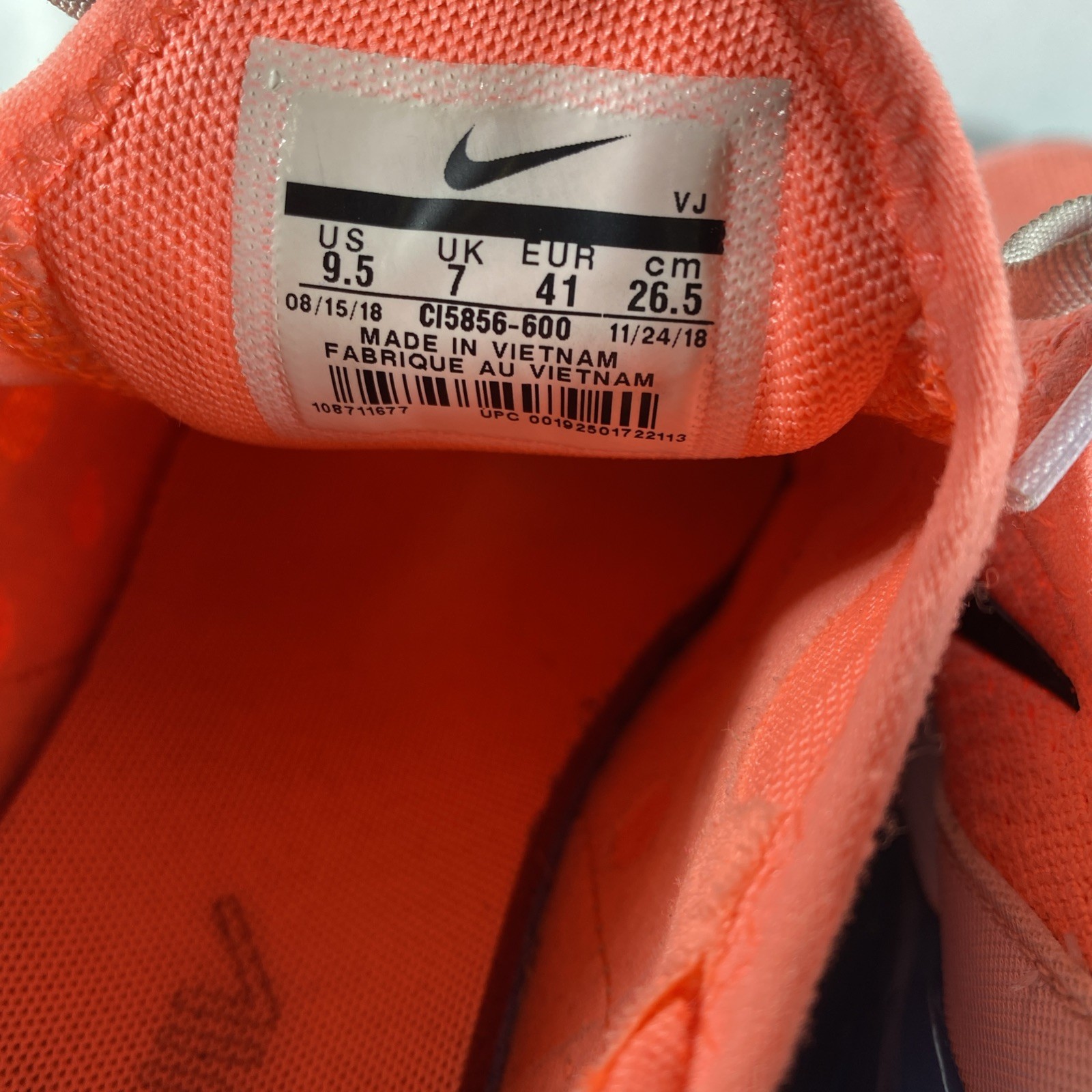 Nike Air Max 270 Women’s Size 9.5 Sneakers Lava Glow Pink Blue