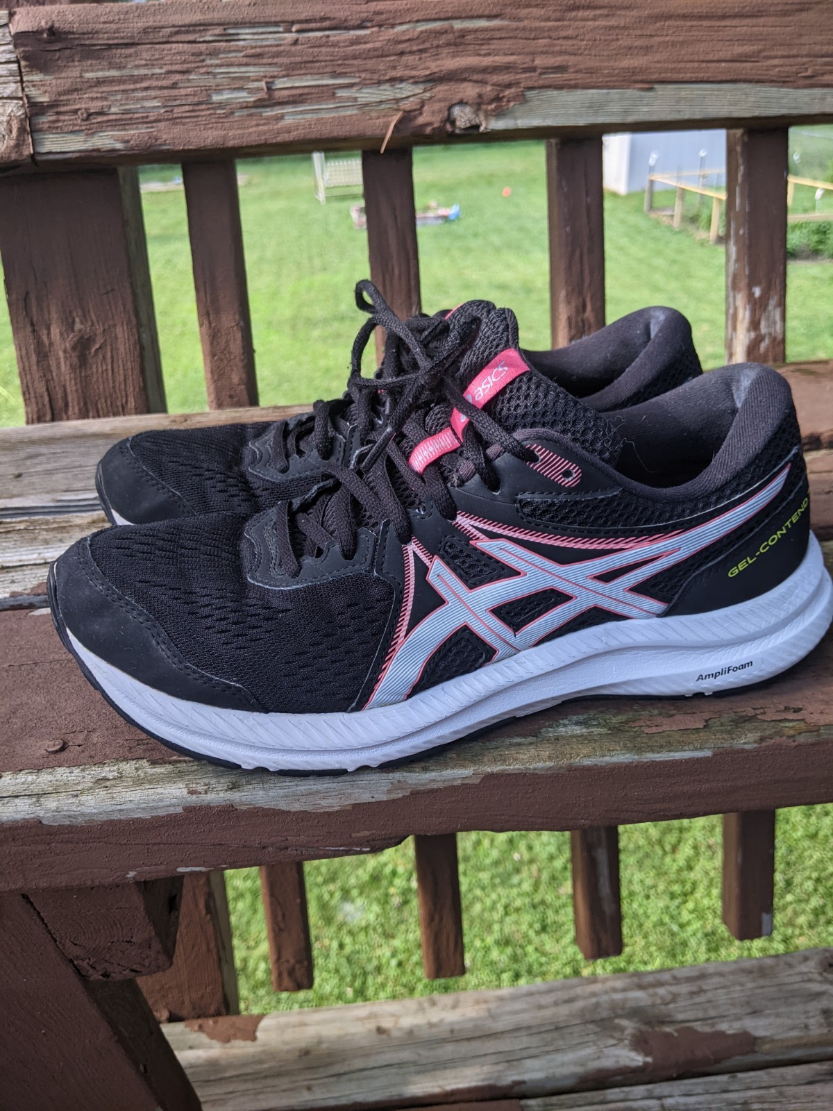 Asics Gel Contend 7 Women’s Black Pink Running Shoe sz 11 Pre Owned