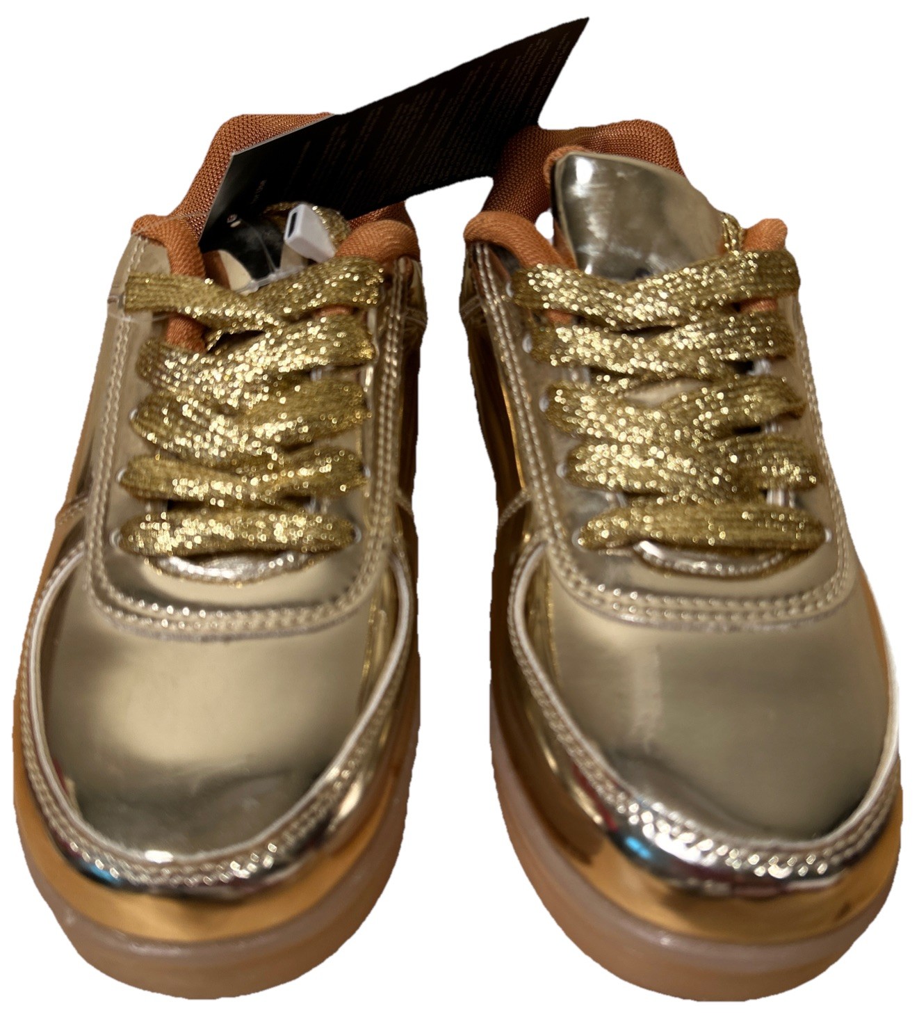 Light Up Women 6.5 Shiny Gold Sneakers Shoes Colorful LED Party Dancing EUR 37