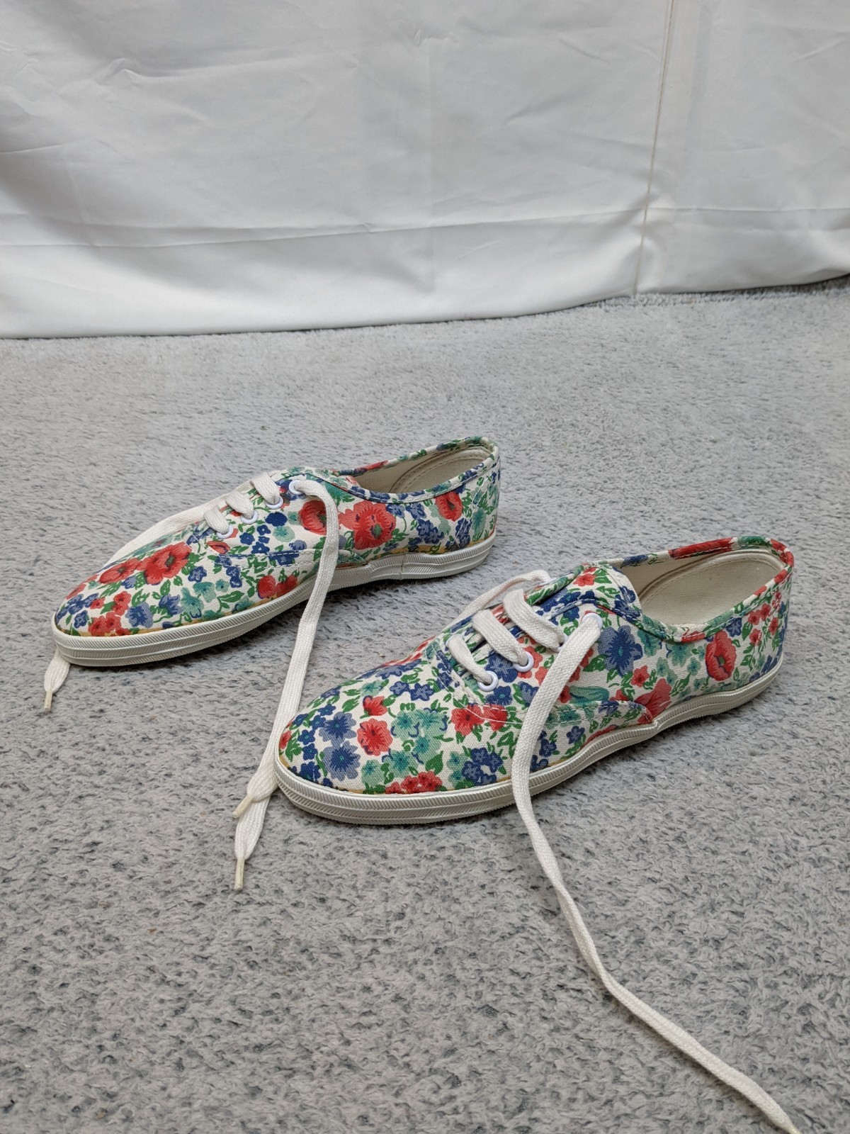 Vtg 90s Coasters Floral Canvas Sneakers Womens Size 6 Cottagecore Lace Up NIB