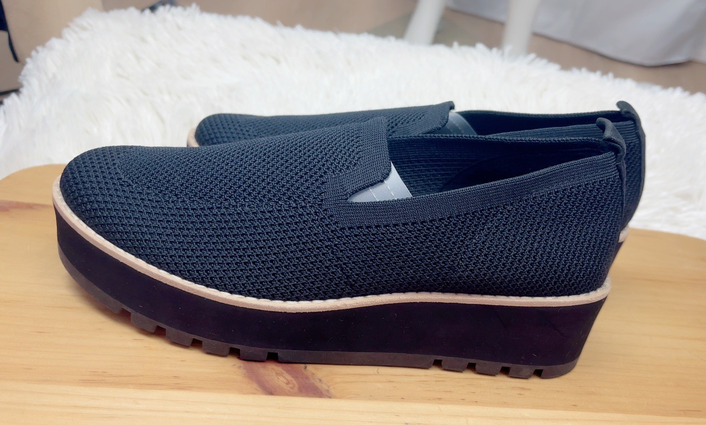 Eileen Fisher Women Ergos Recycled Stretch Knit Platform Loafer Shoes Black 8.5
