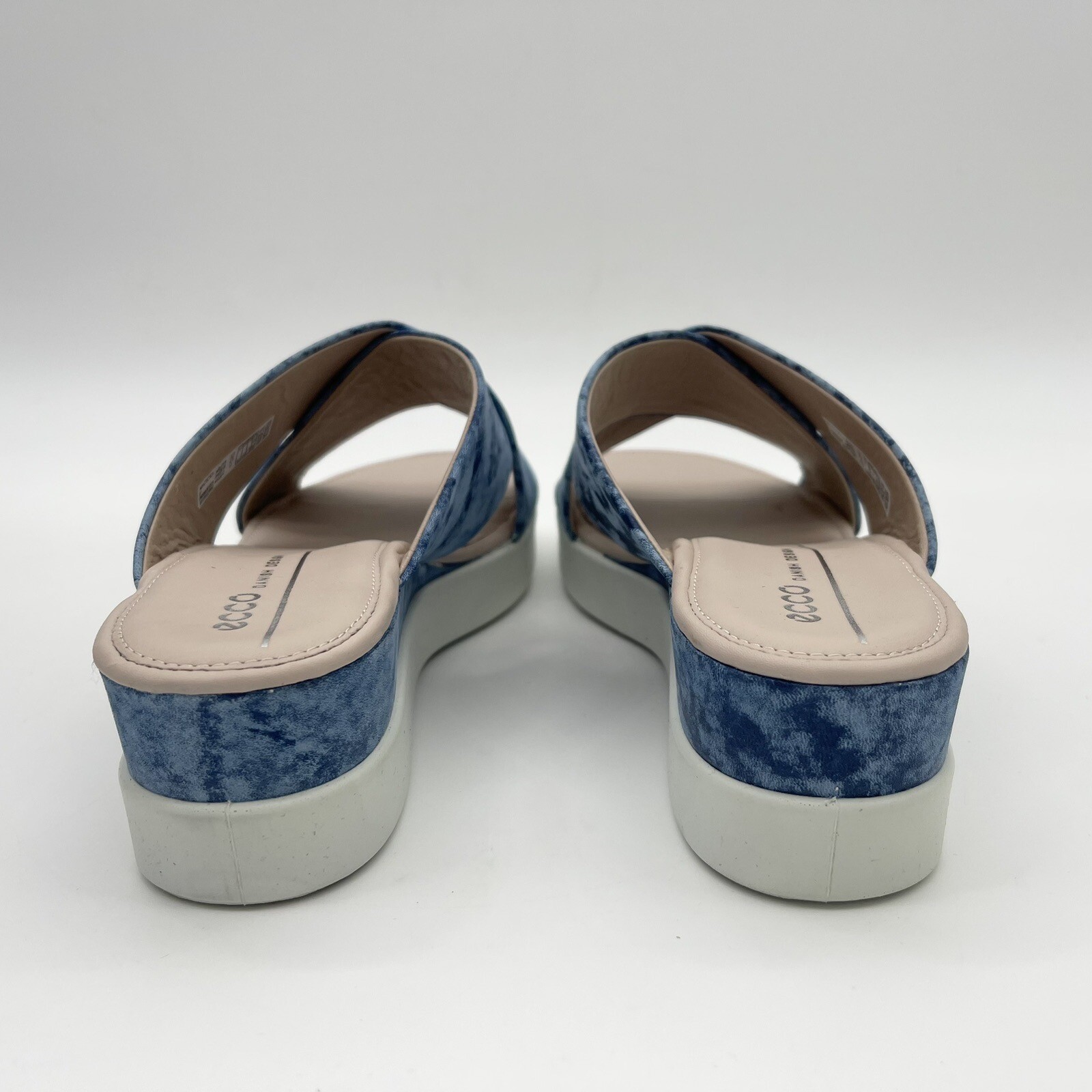 ECCO Sandal Women US 10 10.5 EU 41 Blue Slip On Flip Flop Tie Dye Platform