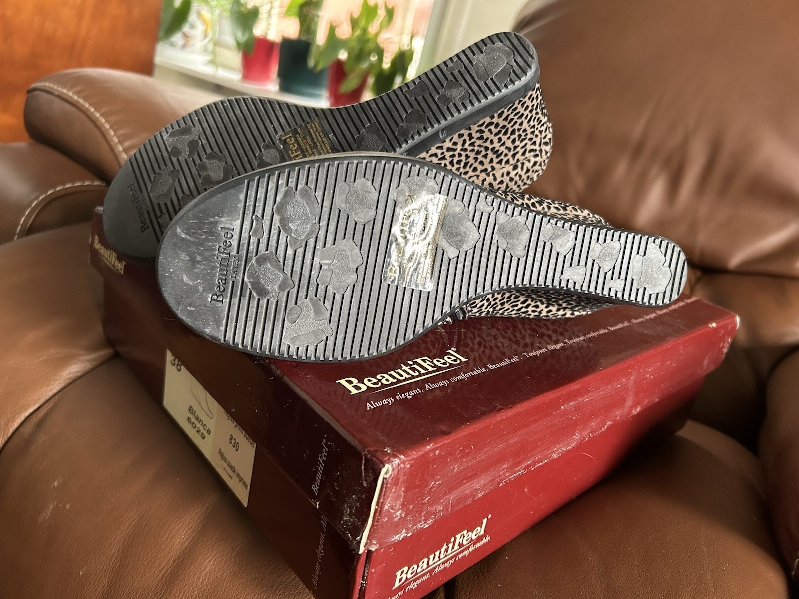 Beautifeel Animal Print Wedge Booties NEW 38