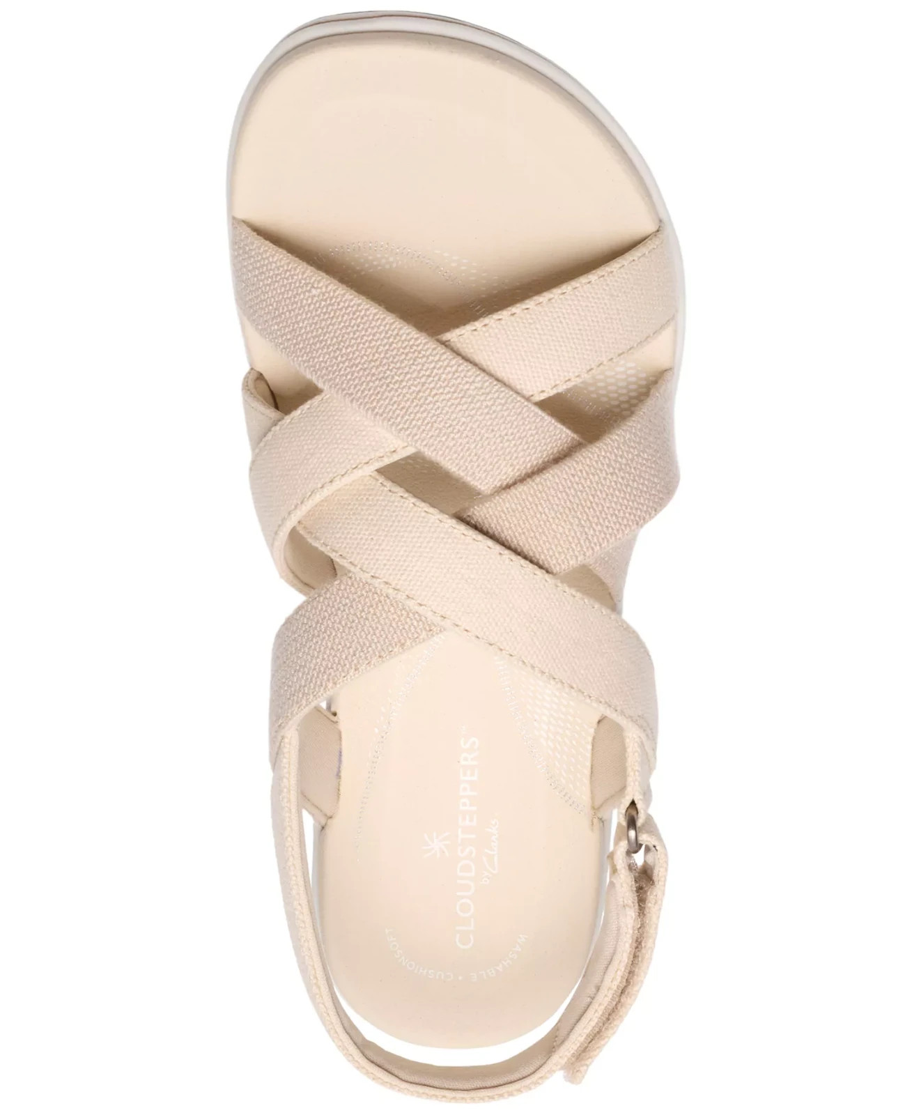 Clarks BreezeRae Ana Women Cream Textile Wedge Sandals 8.5M