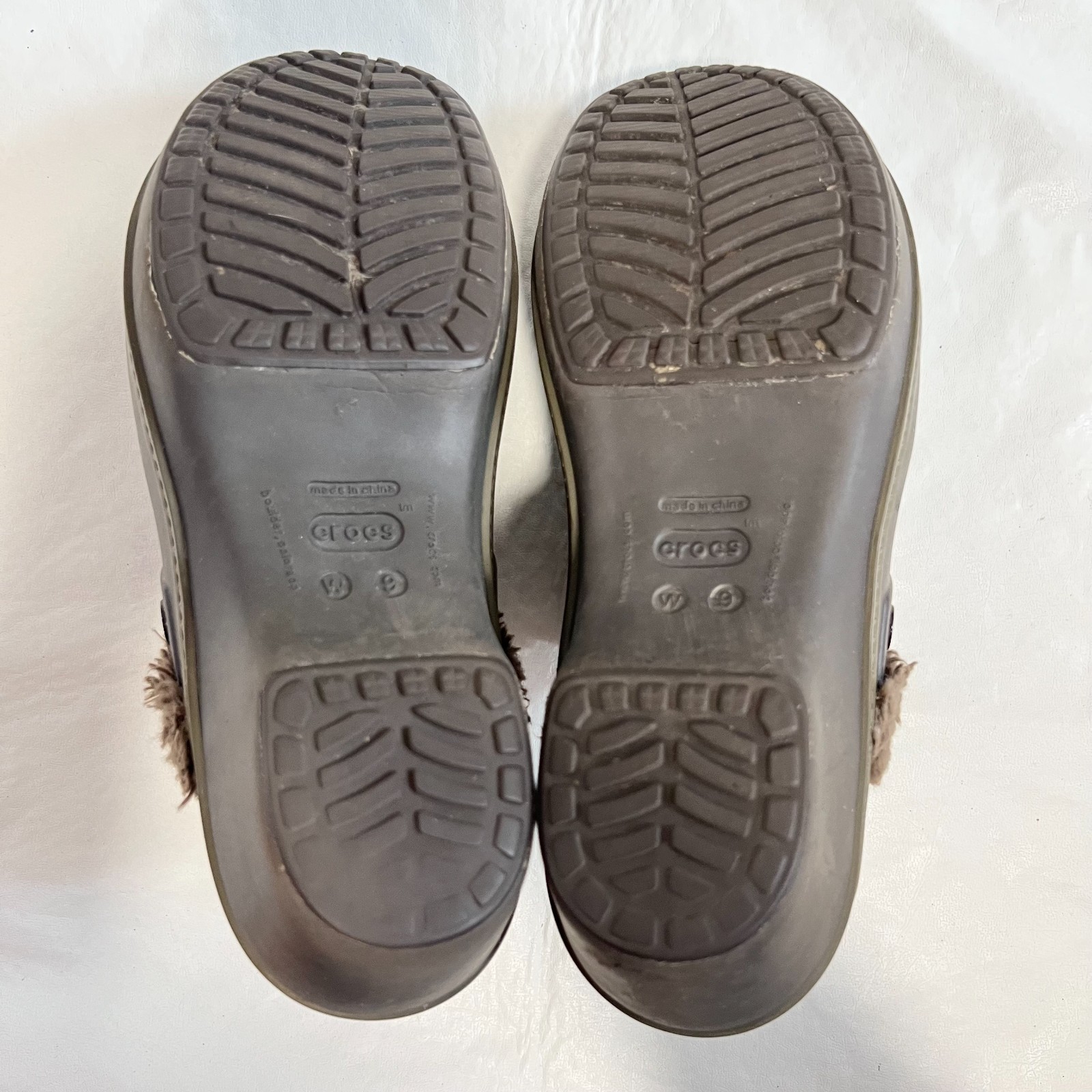 Crocs Cobbler Eva Lined Clog Mule womens 9 brown furry lining block high heel