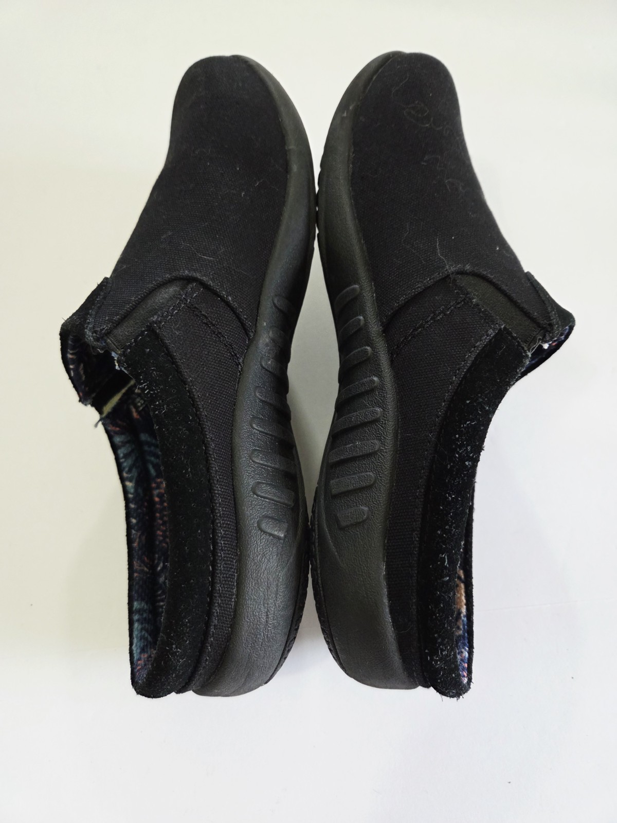 SPENCO WOMENS SIESTA NUEVO CLOG MULE SLIPPER US 9D BLACK CANVAS TOTAL SUPPORT