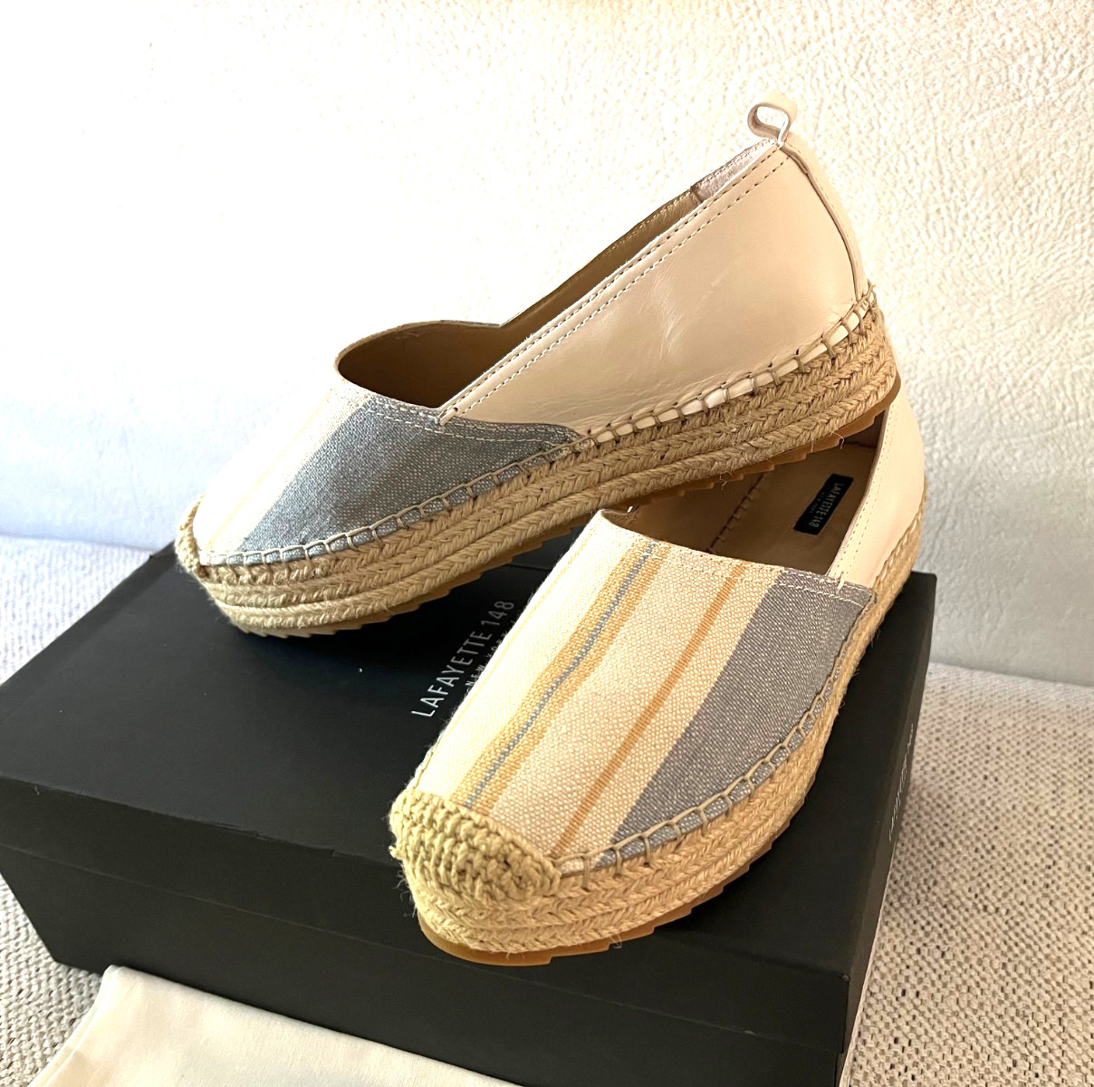 NEW Lafayette 148 Womens Sahara Textile Leather Espadrille Designer Shoes 8M NIB