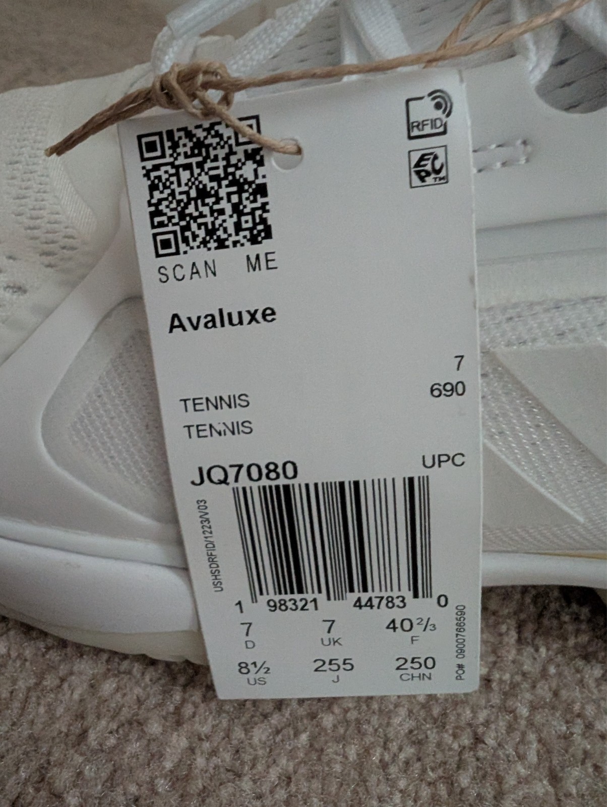 NWOB Adidas Avaluxe Tennis Shoes Lace Up Sneakers, White/Orange Tint, Sz 8.5