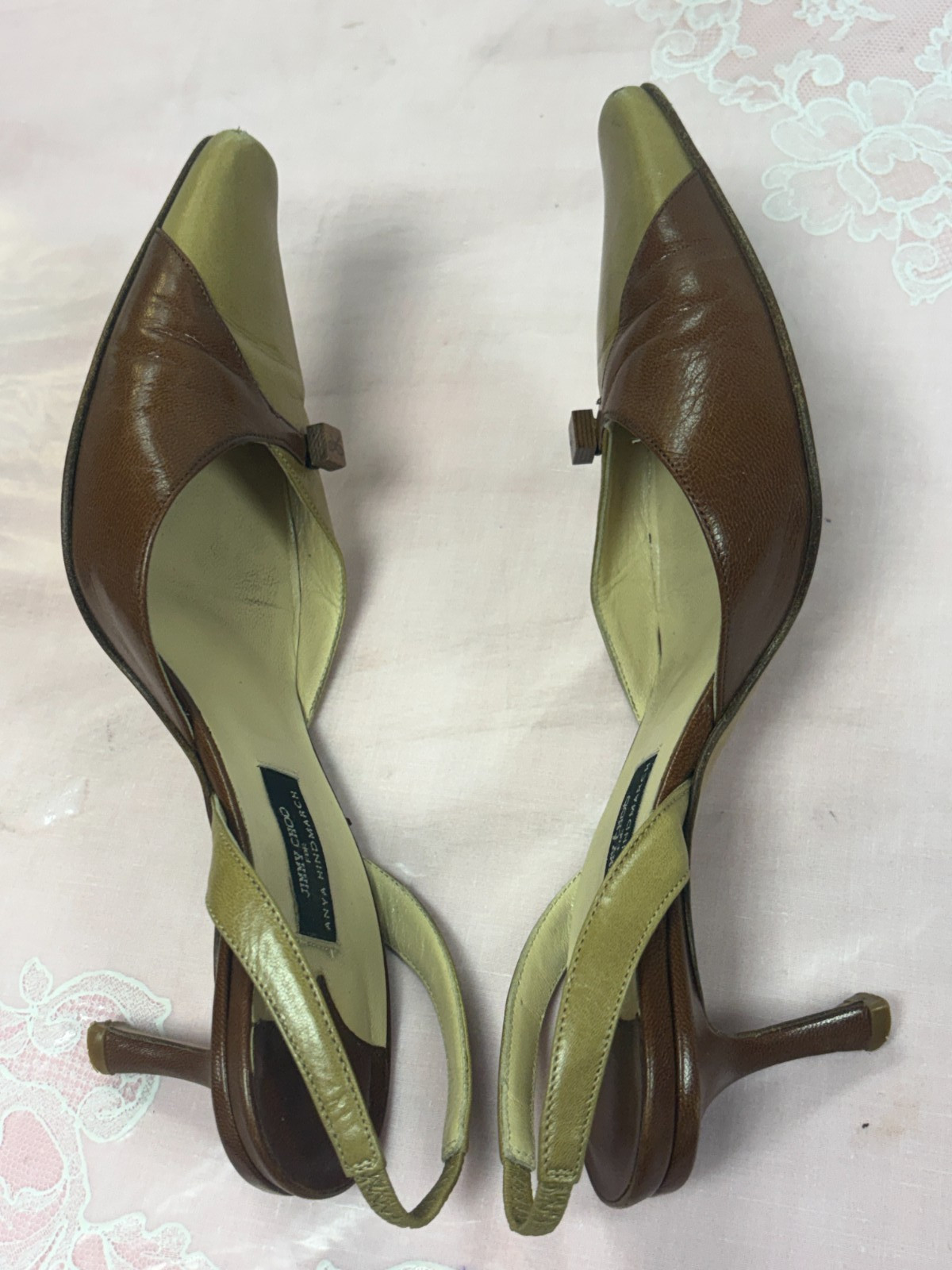 Jimmy Choo for Anya Hindmarch-Women-Beige/Brown heel Shoesd.Us Sz-6/Eur-36,5.Ita