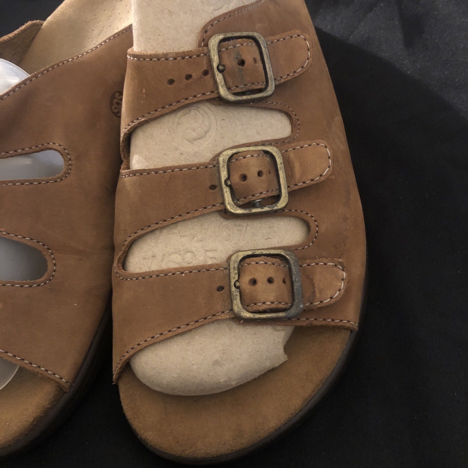 SAS Women’s Caramel Genuine Leather Tripad Comfort Slip-On Sandals Size 9.5 Usa